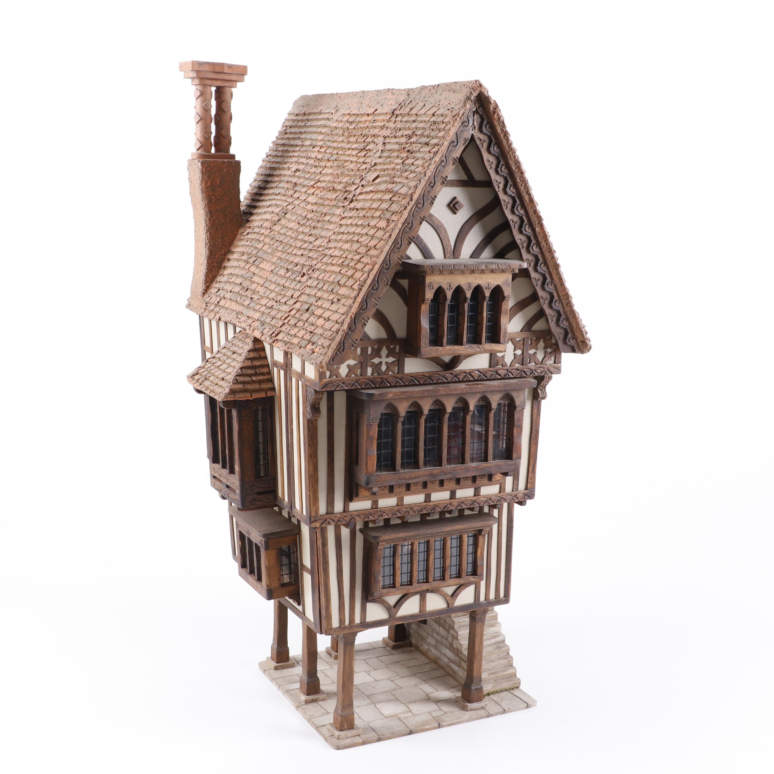 Miniature Tudor House "Trigger Pond" by Jim Hemsley including Accessories