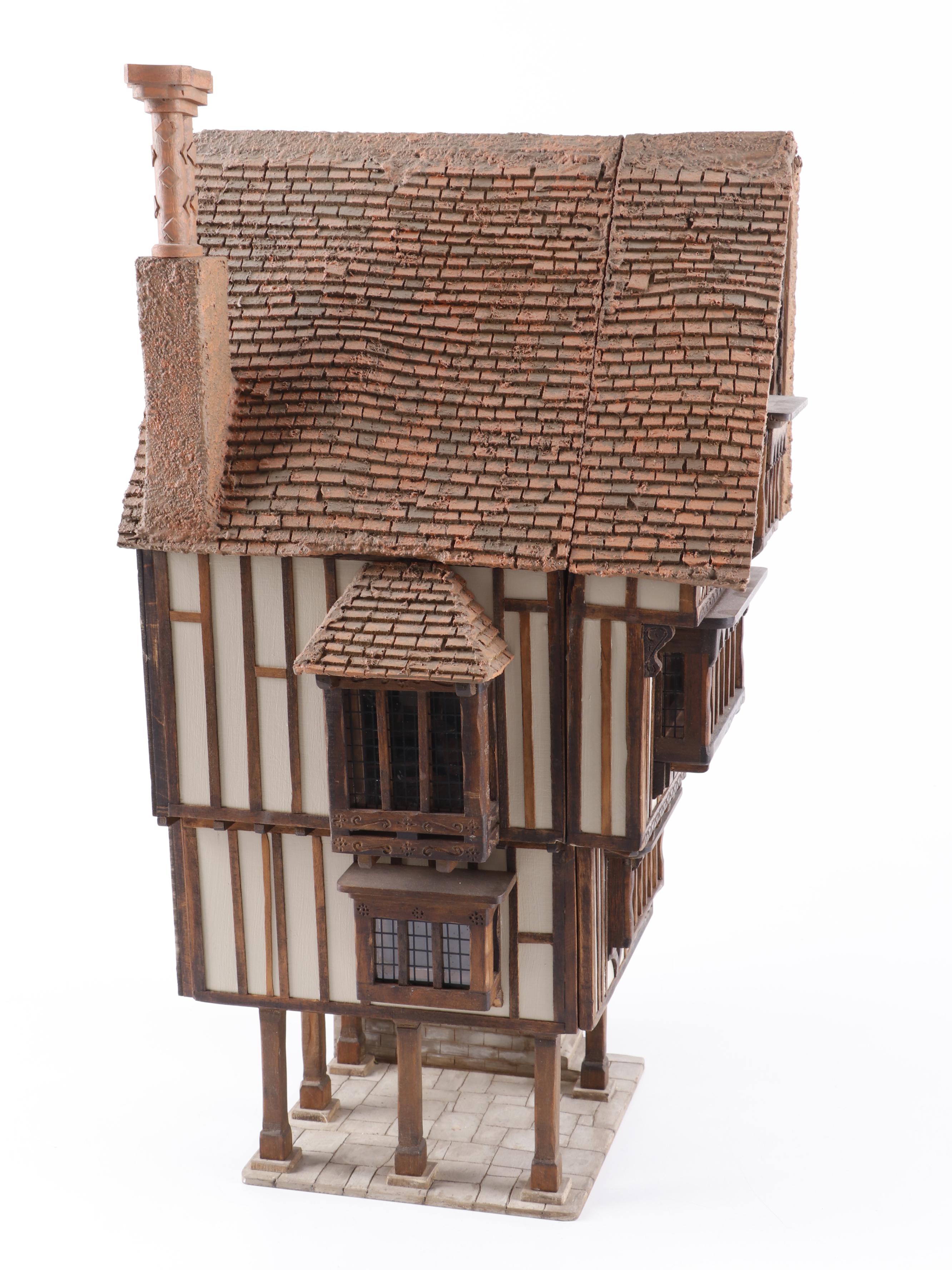 Miniature Tudor House "Trigger Pond" by Jim Hemsley including Accessories