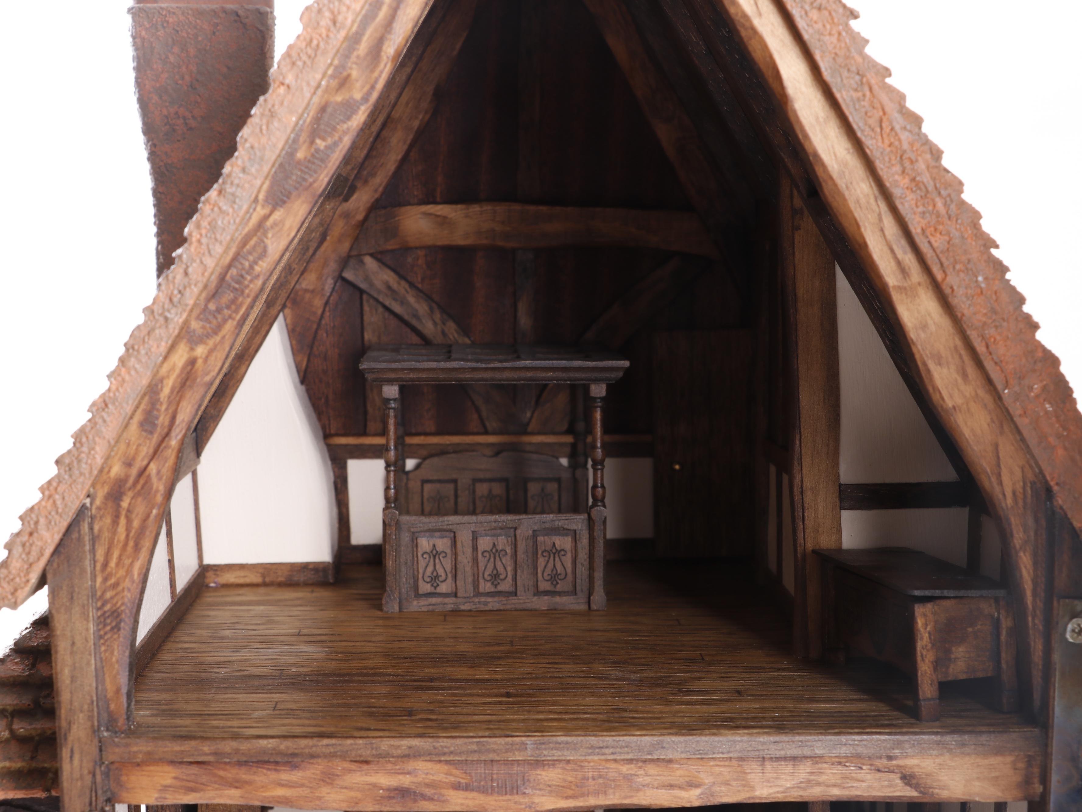 Miniature Tudor House "Trigger Pond" by Jim Hemsley including Accessories