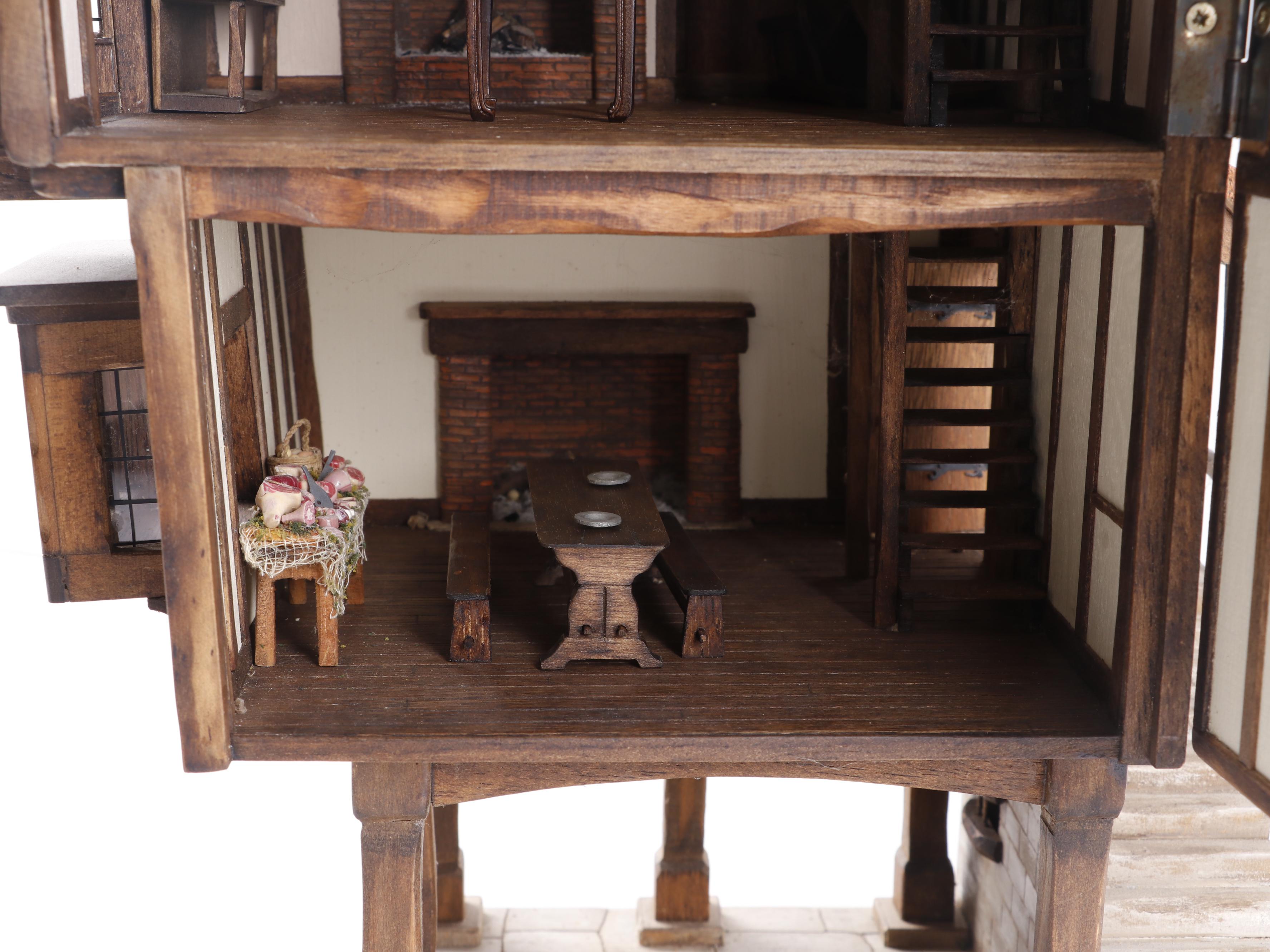 Miniature Tudor House "Trigger Pond" by Jim Hemsley including Accessories