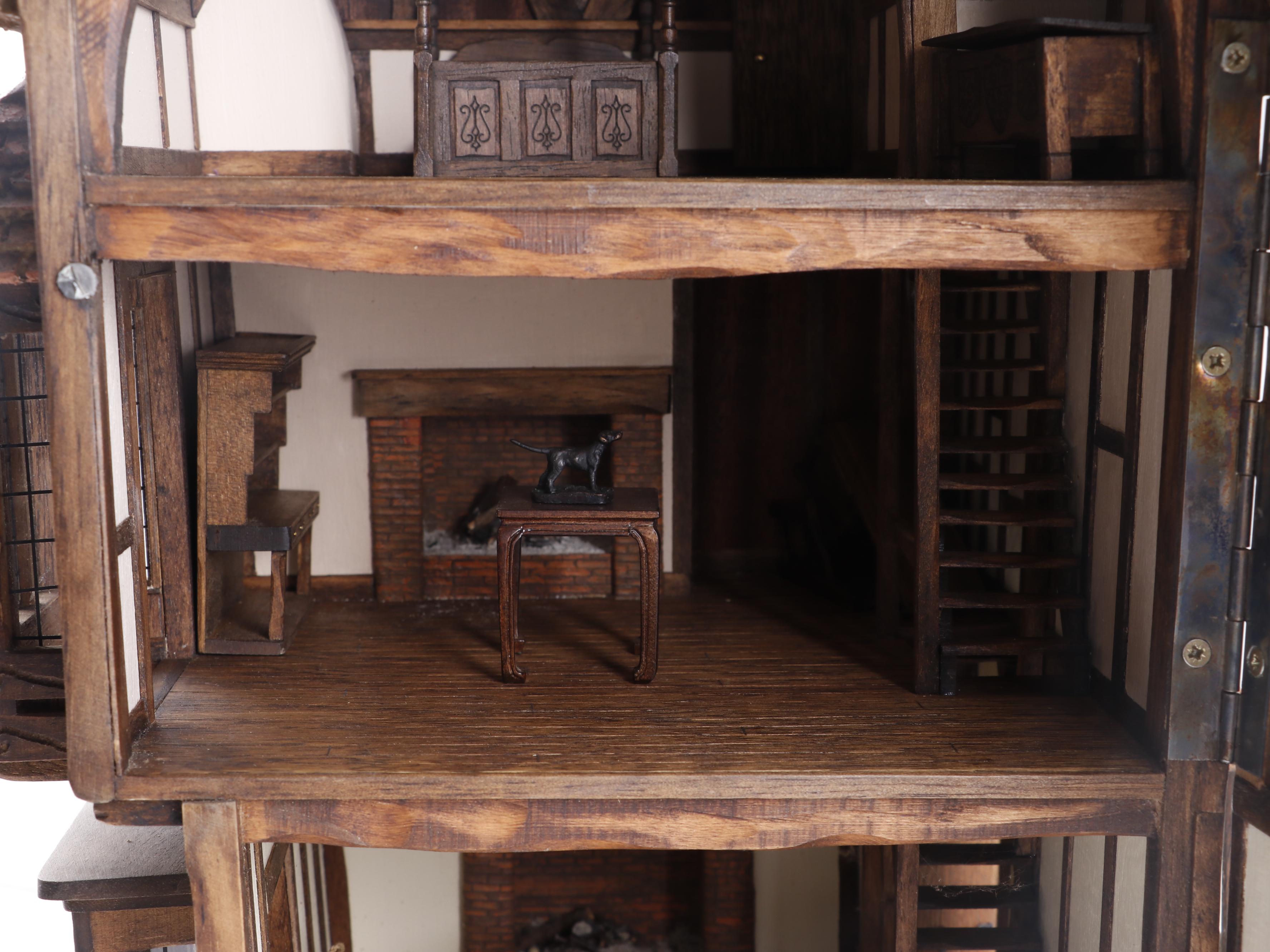 Miniature Tudor House "Trigger Pond" by Jim Hemsley including Accessories