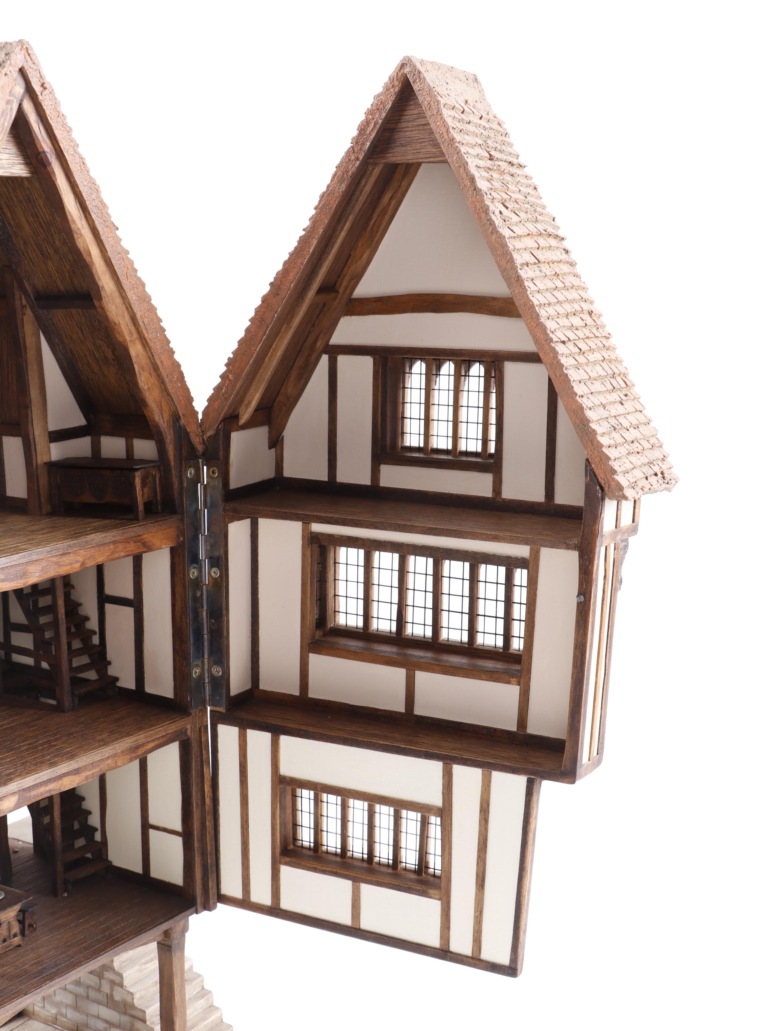 Miniature Tudor House "Trigger Pond" by Jim Hemsley including Accessories