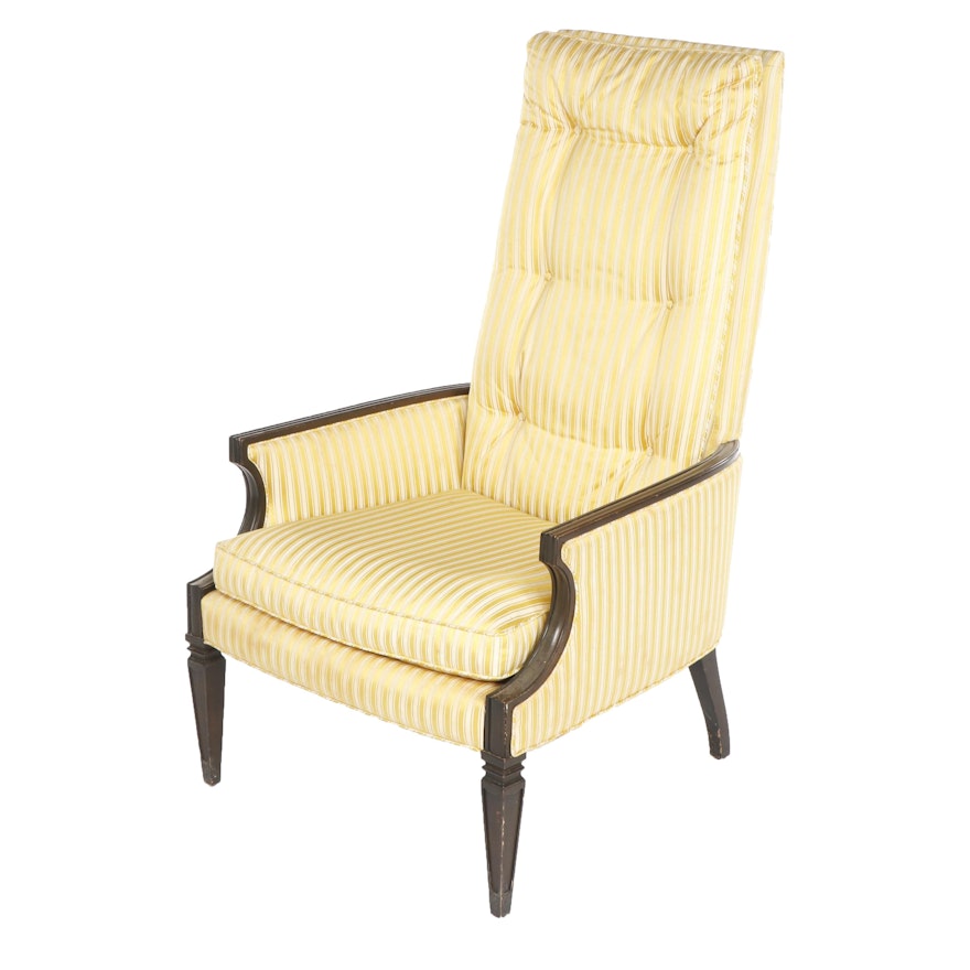 Mid Century Tomlinson Button-Tufted Yellow Upholstered High Back Armchair, 1960s