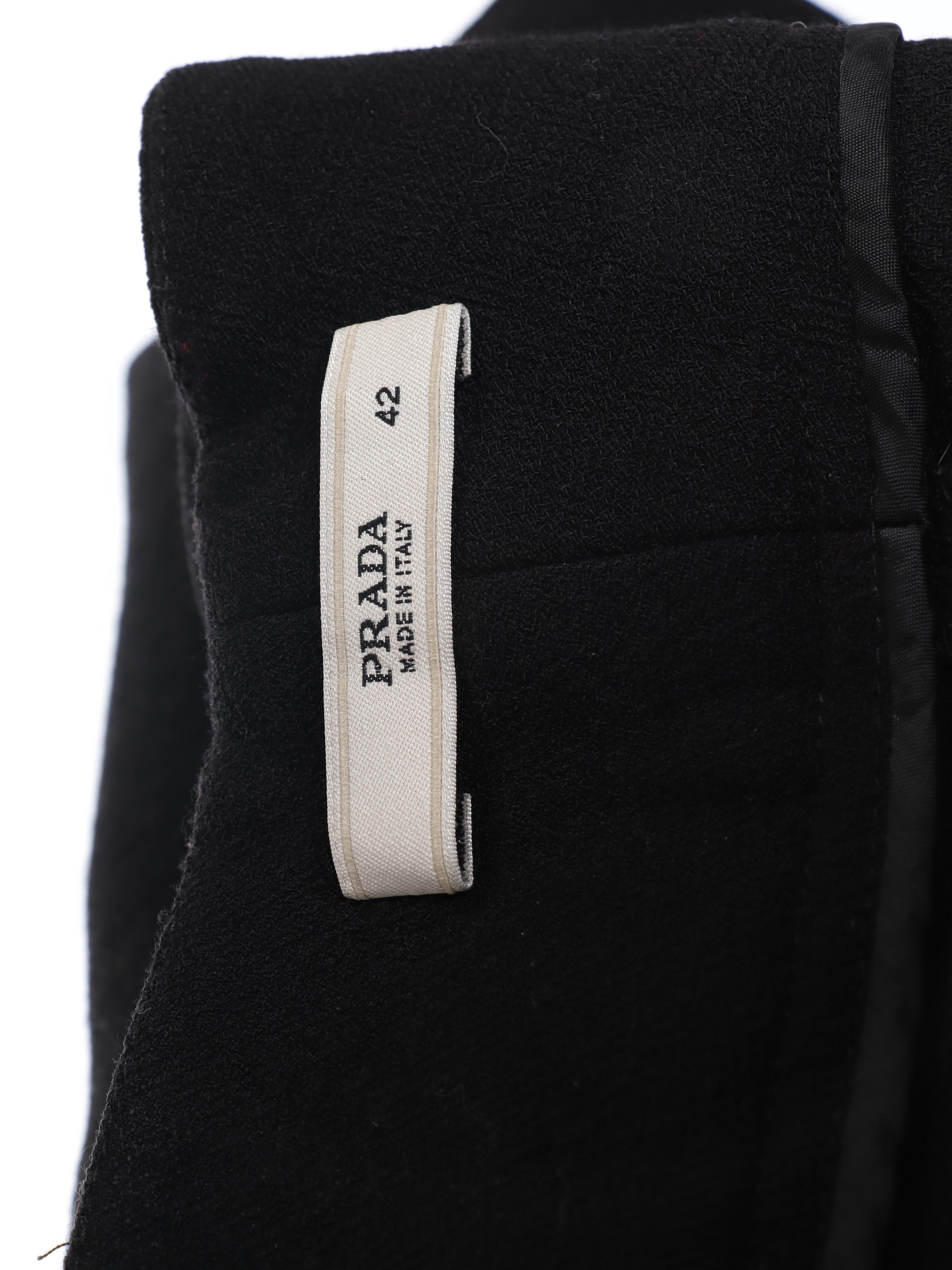 Prada Wool Culottes and Patent Leather T-Strap Woven Wicker Wedge Sandals