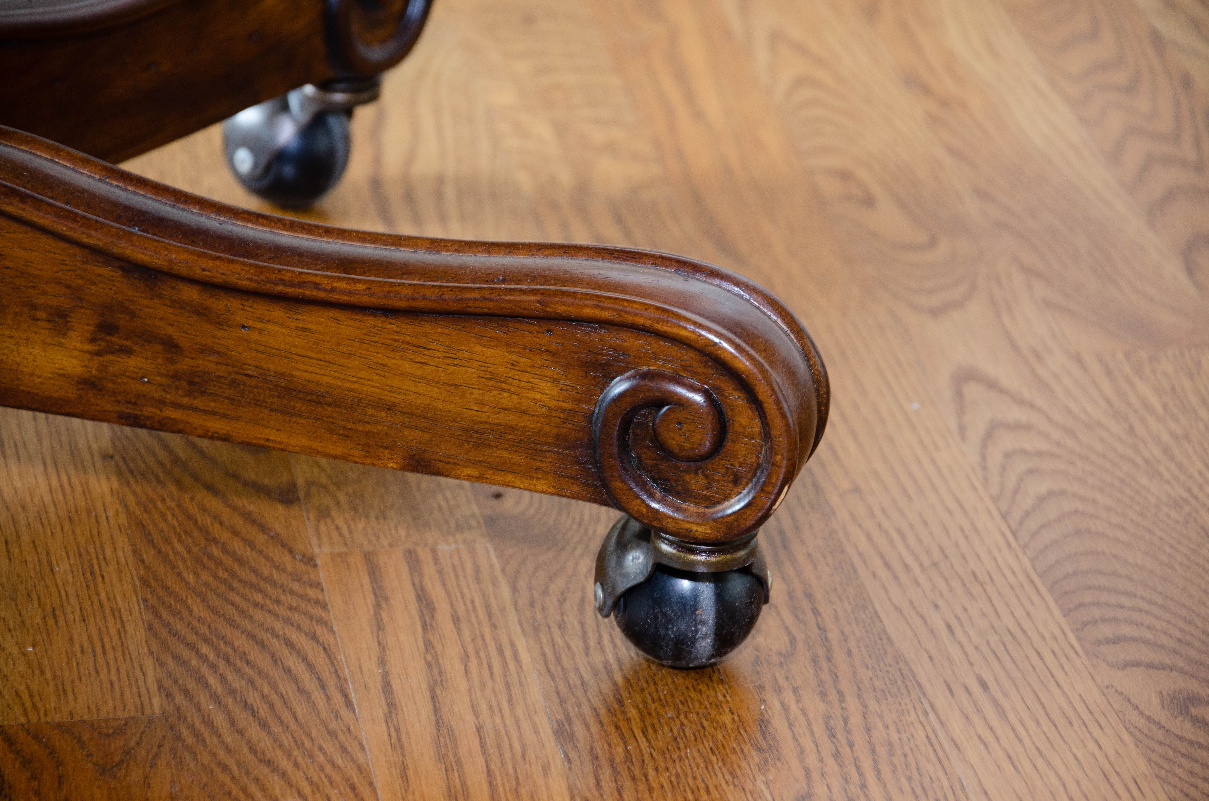 Adjustable Leather Office Chair with Brass Tack Details