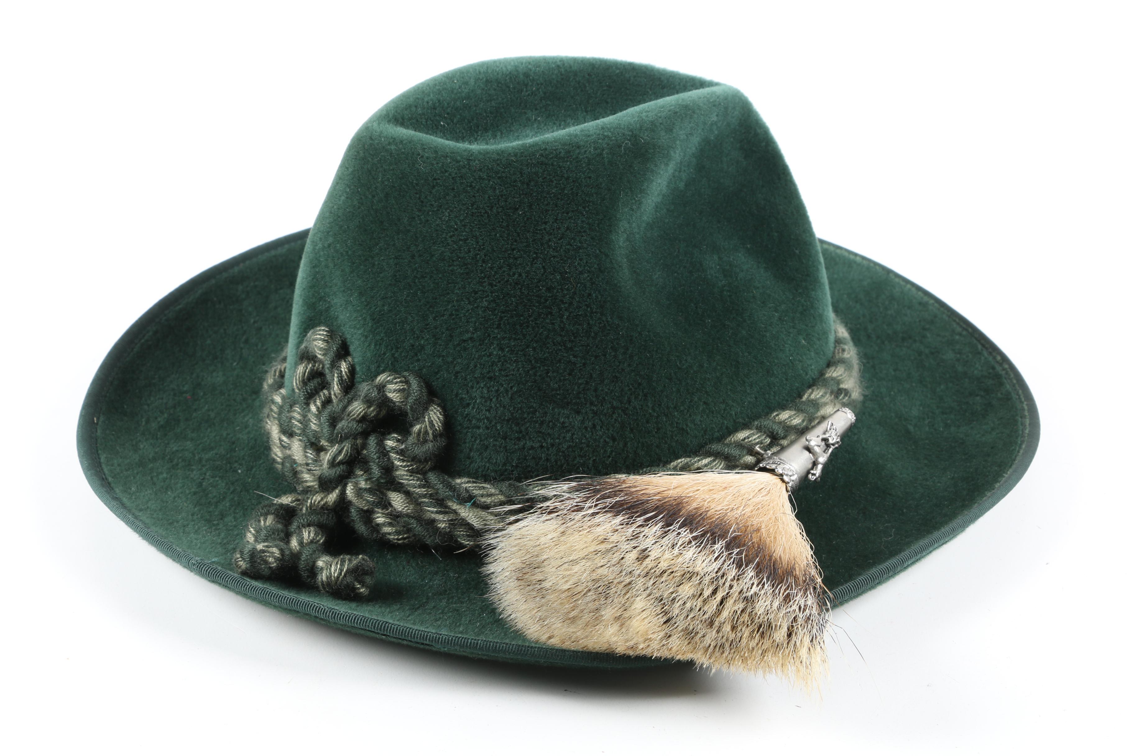 Ischler Hut Trachten Hat with Chamois Gamsbart and Wool Felt Breton Hat