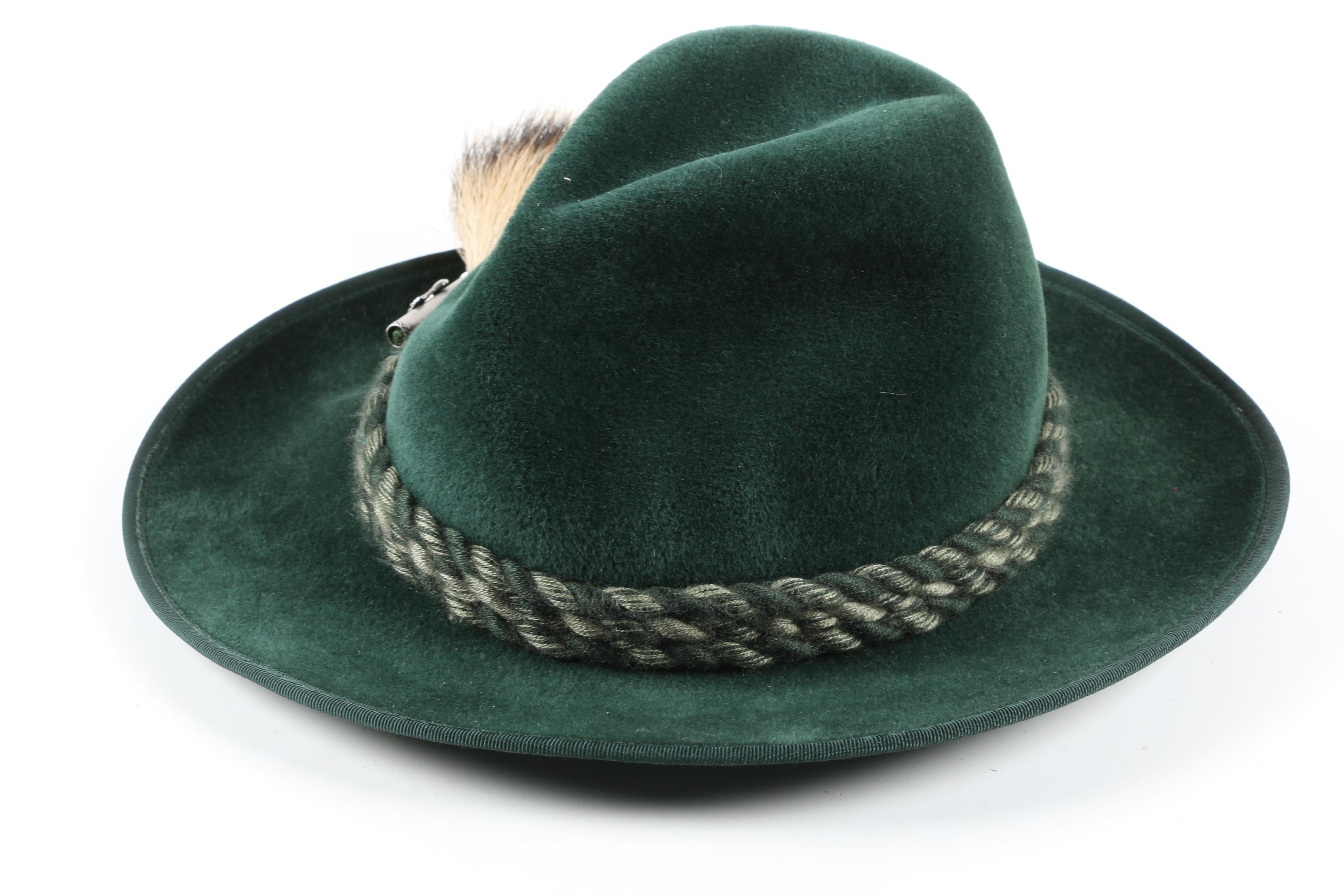 Ischler Hut Trachten Hat with Chamois Gamsbart and Wool Felt Breton Hat