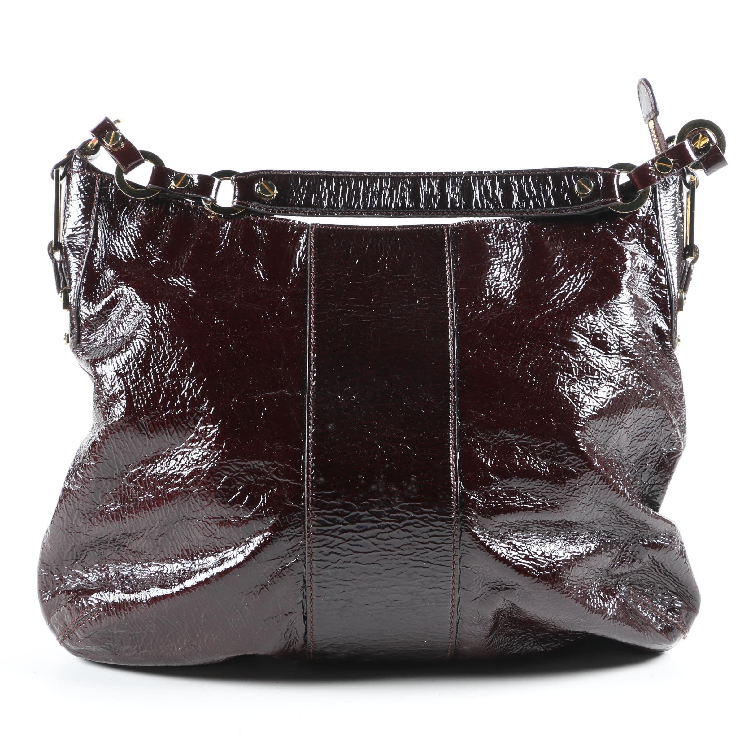 Tory Burch Crinkled Patent Leather Hobo Bag