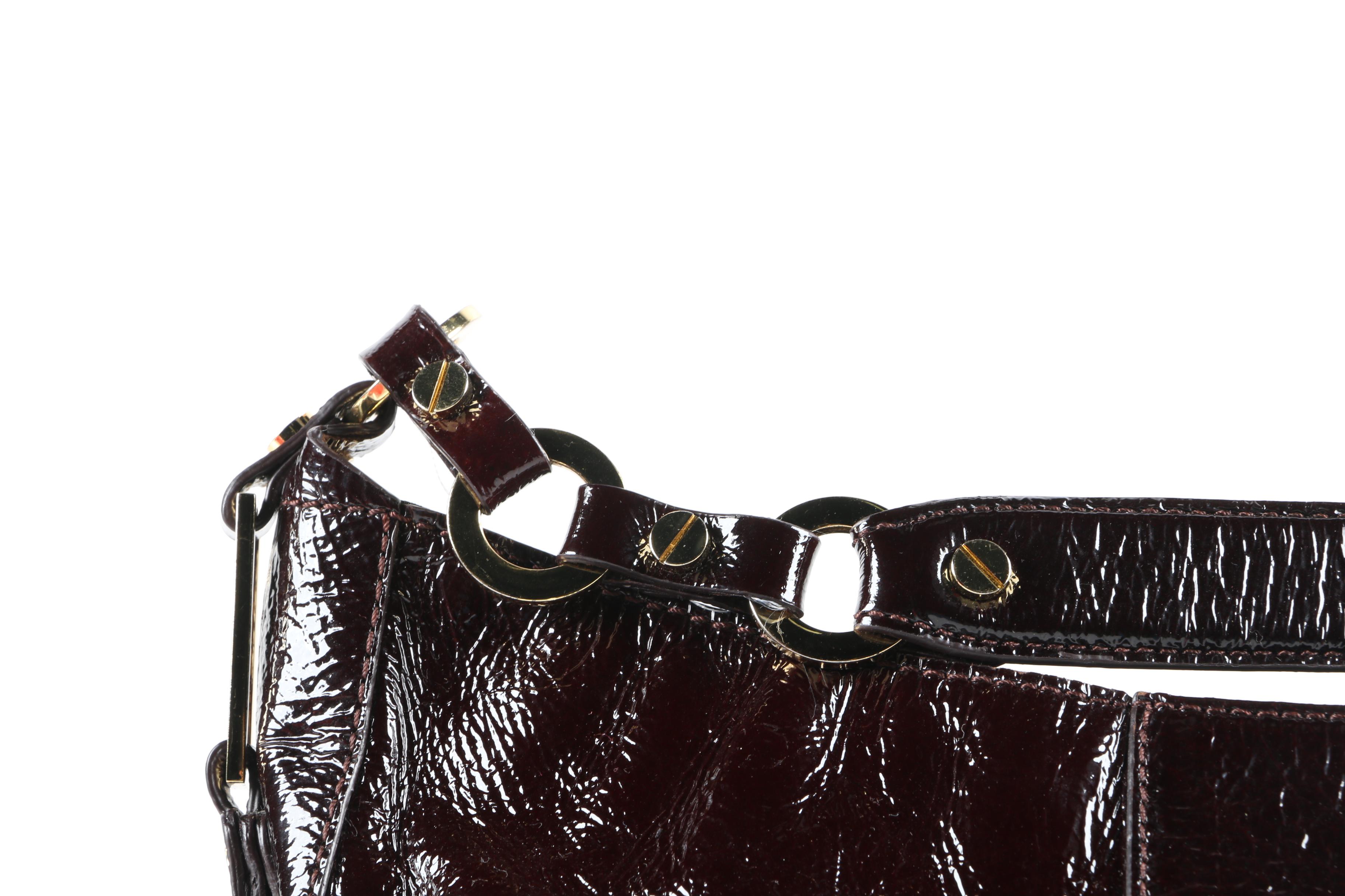 Tory Burch Crinkled Patent Leather Hobo Bag