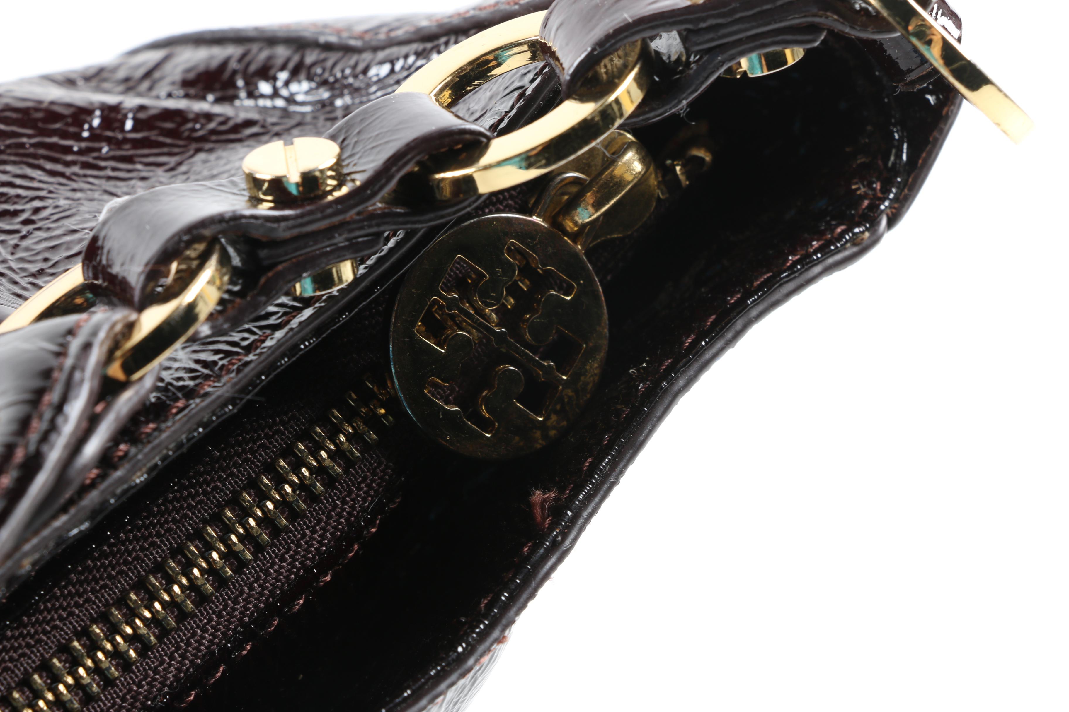 Tory Burch Crinkled Patent Leather Hobo Bag