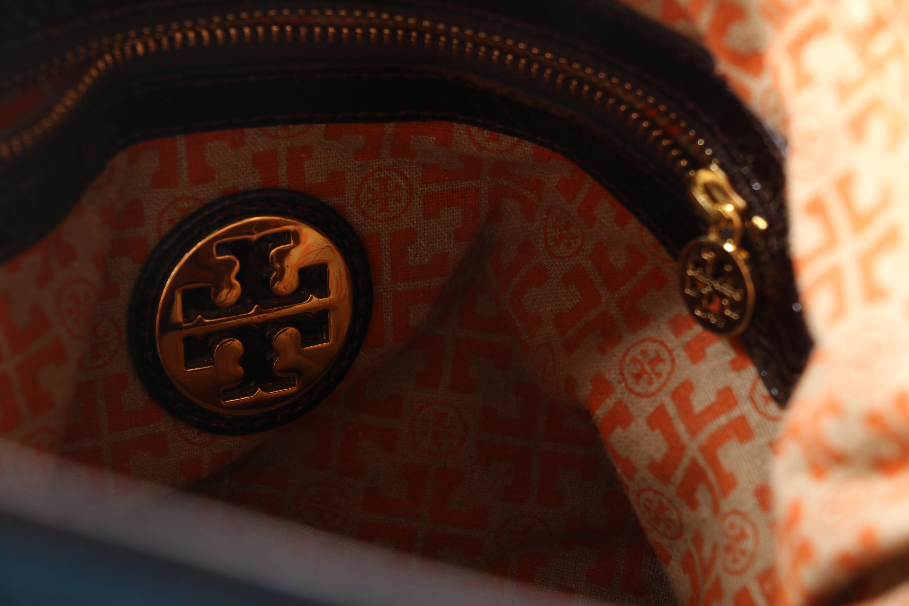 Tory Burch Crinkled Patent Leather Hobo Bag