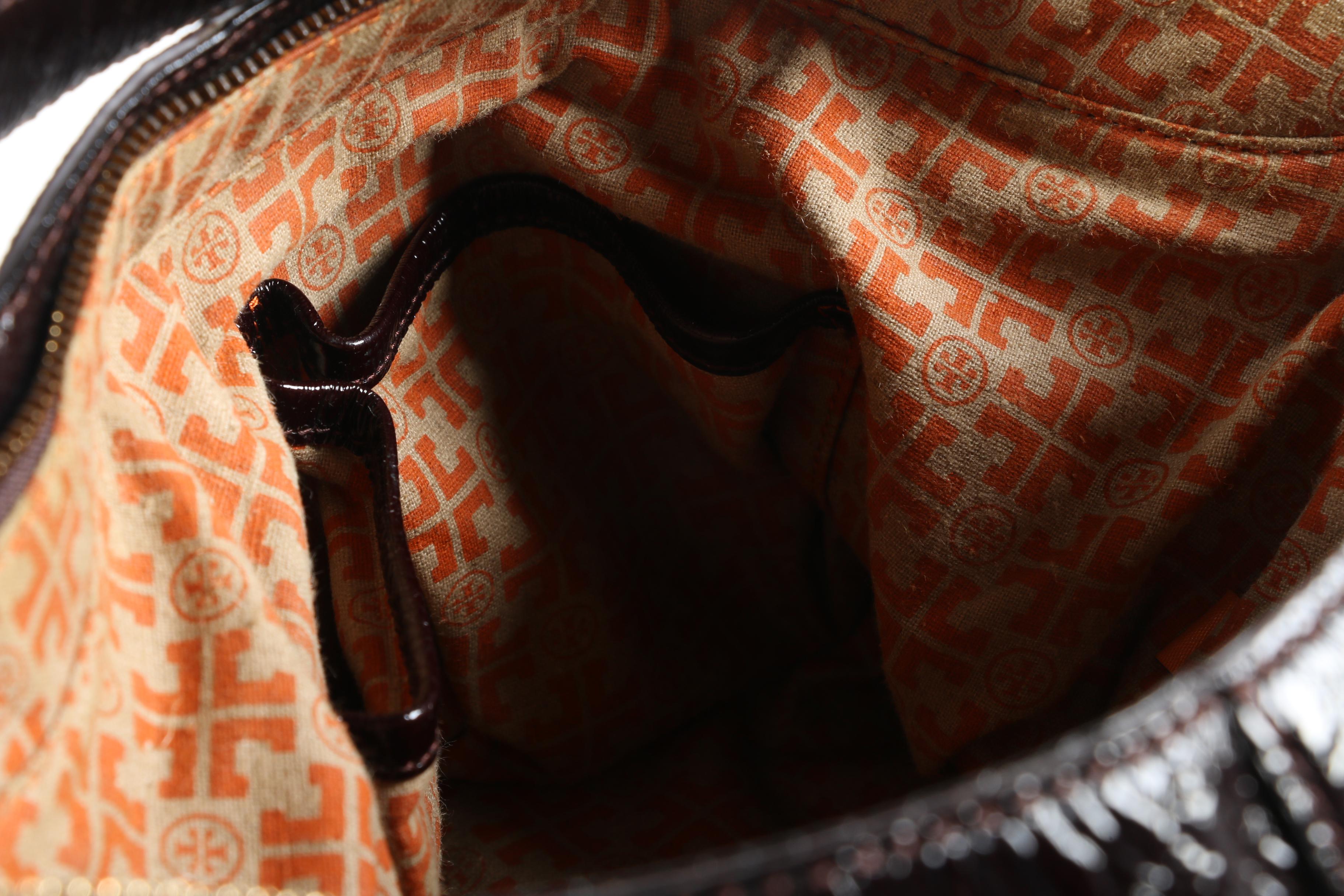 Tory Burch Crinkled Patent Leather Hobo Bag