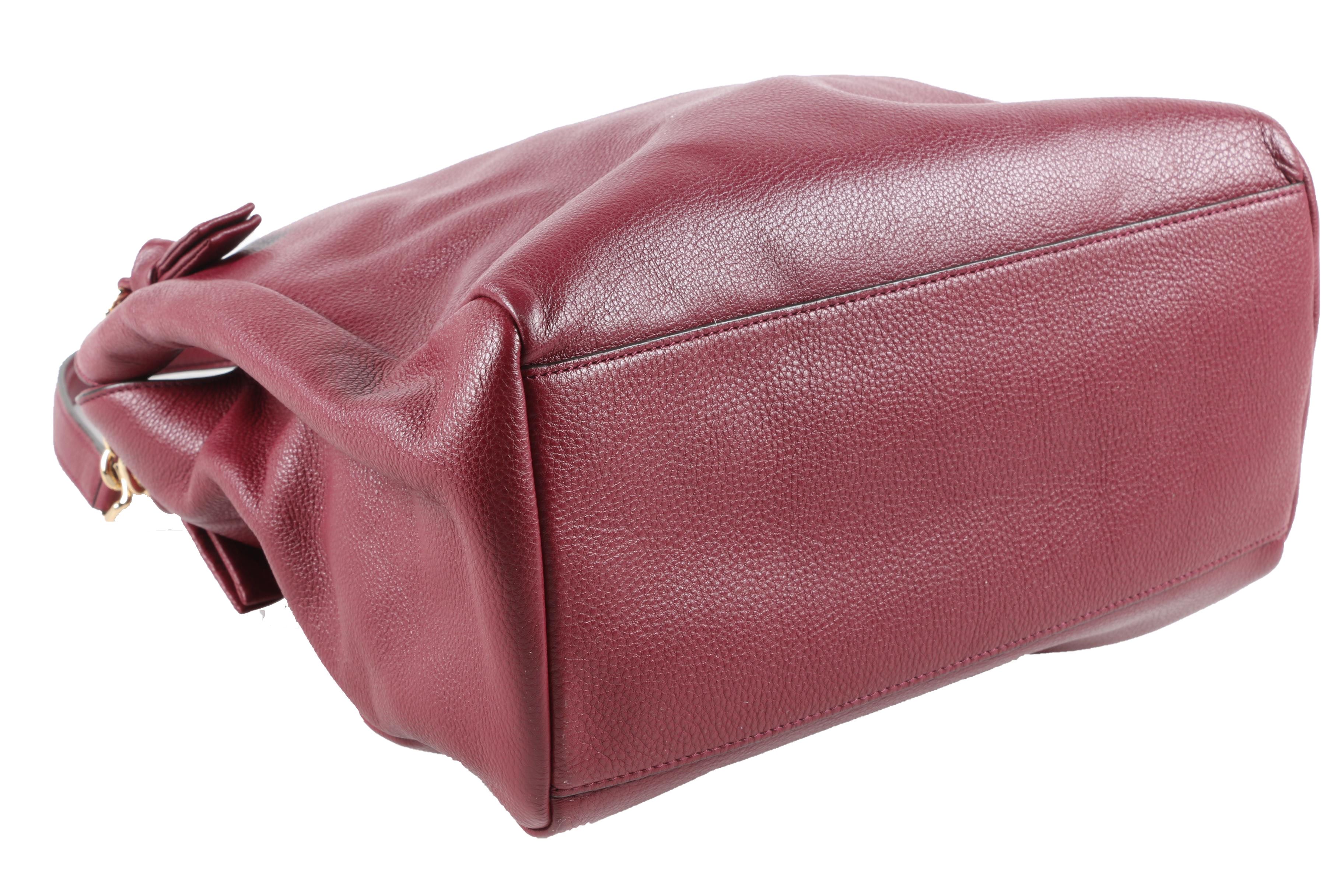 Tory Burch Burgundy Pebbled Leather Shoulder Bag