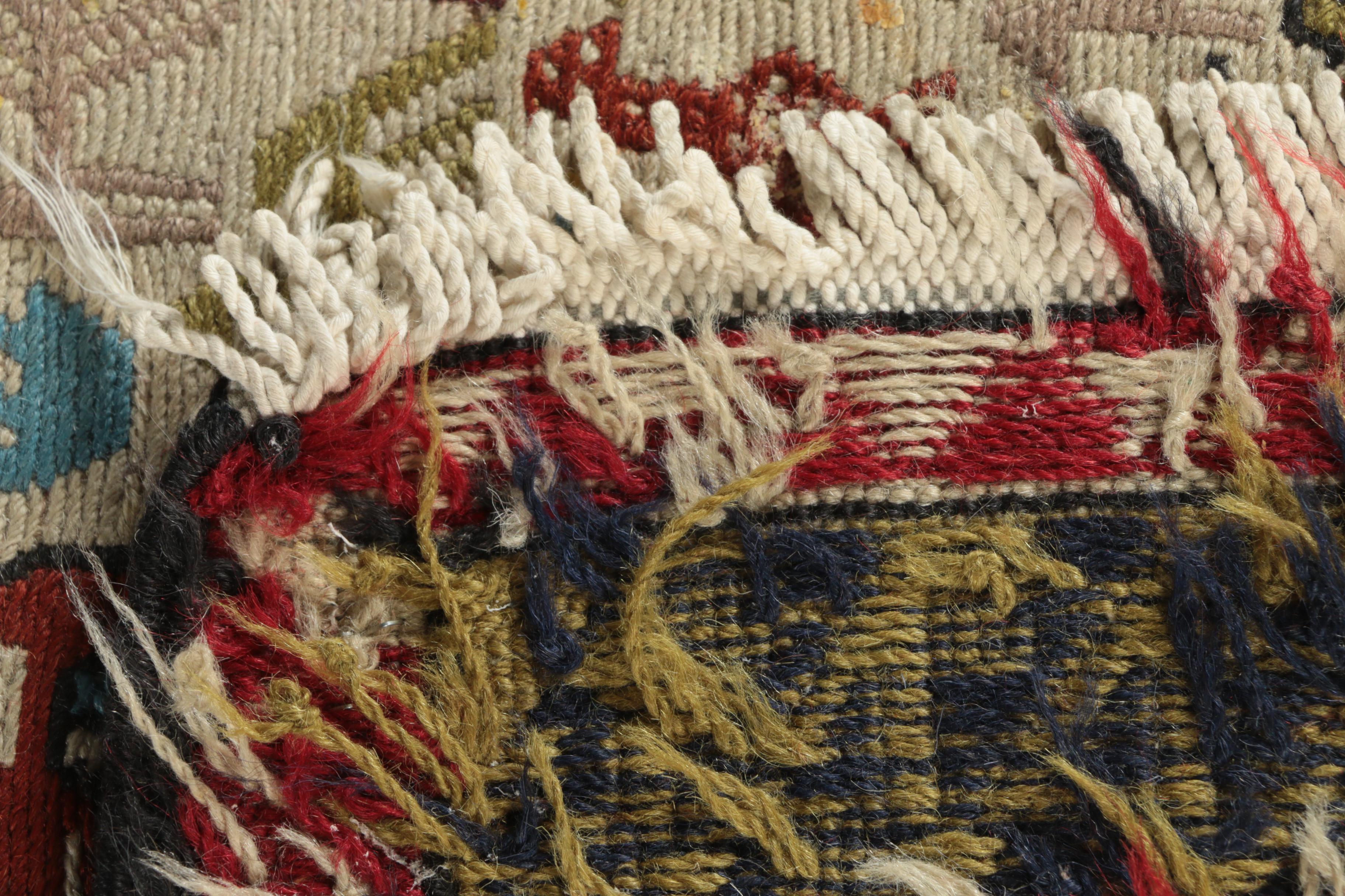 Handwoven Perisan Khamseh Wool Soumak Chicken Rug