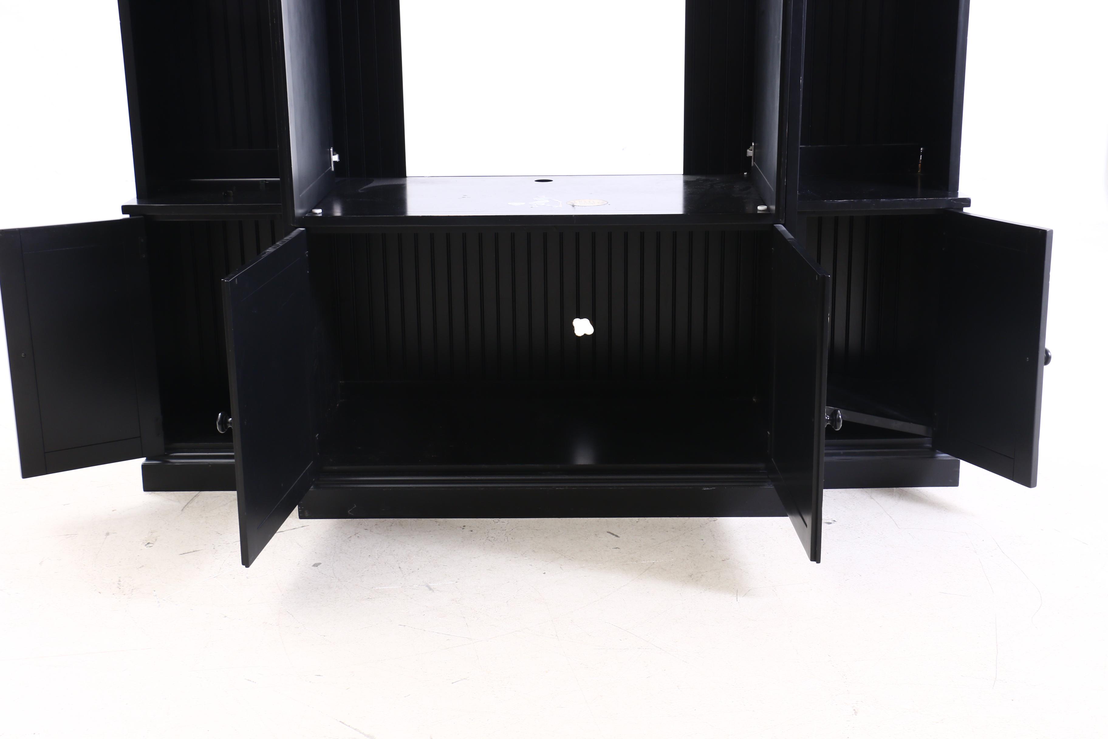 Pottery Barn Ebonized Finish Media Unit with Shelving, Contemporary