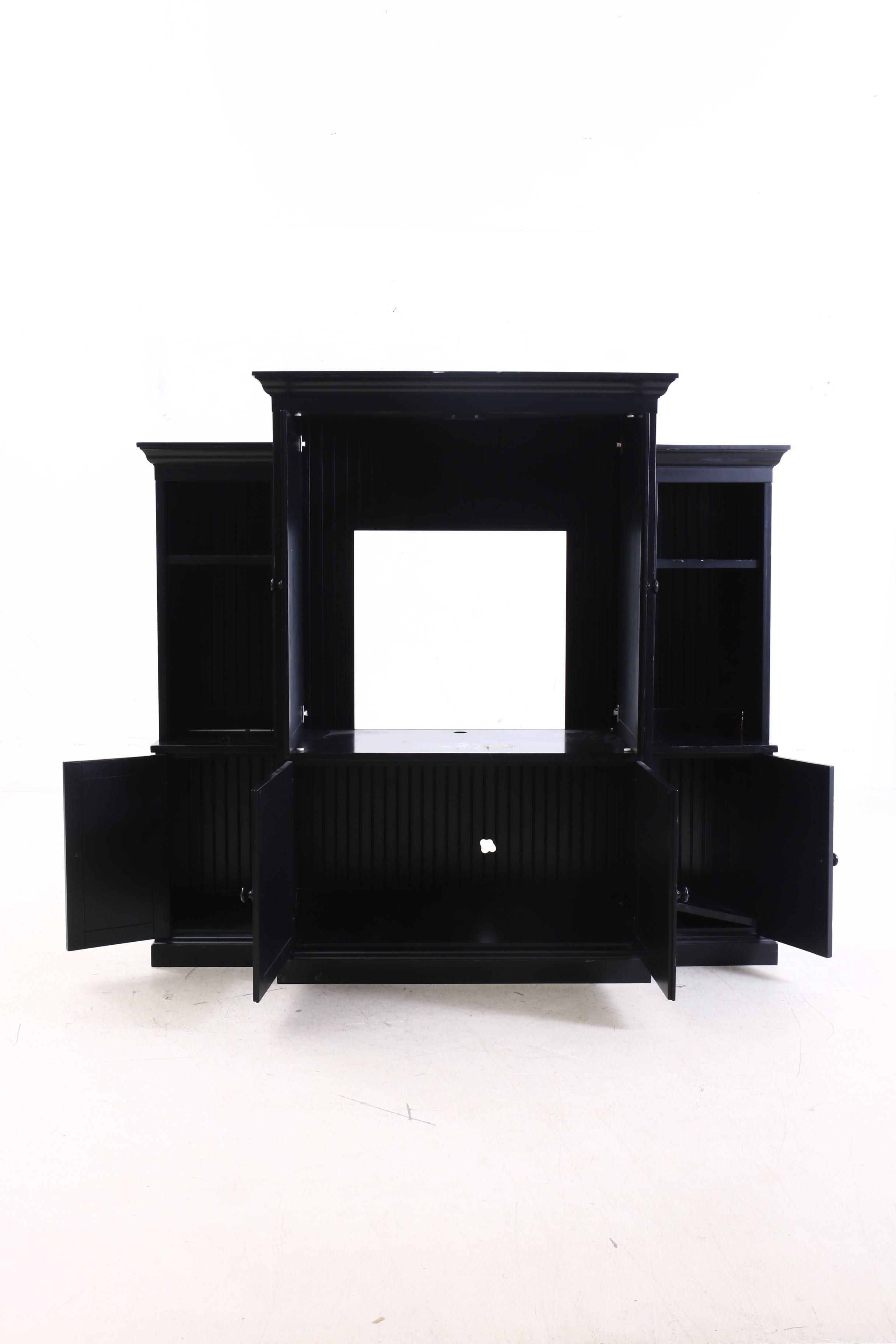 Pottery Barn Ebonized Finish Media Unit with Shelving, Contemporary