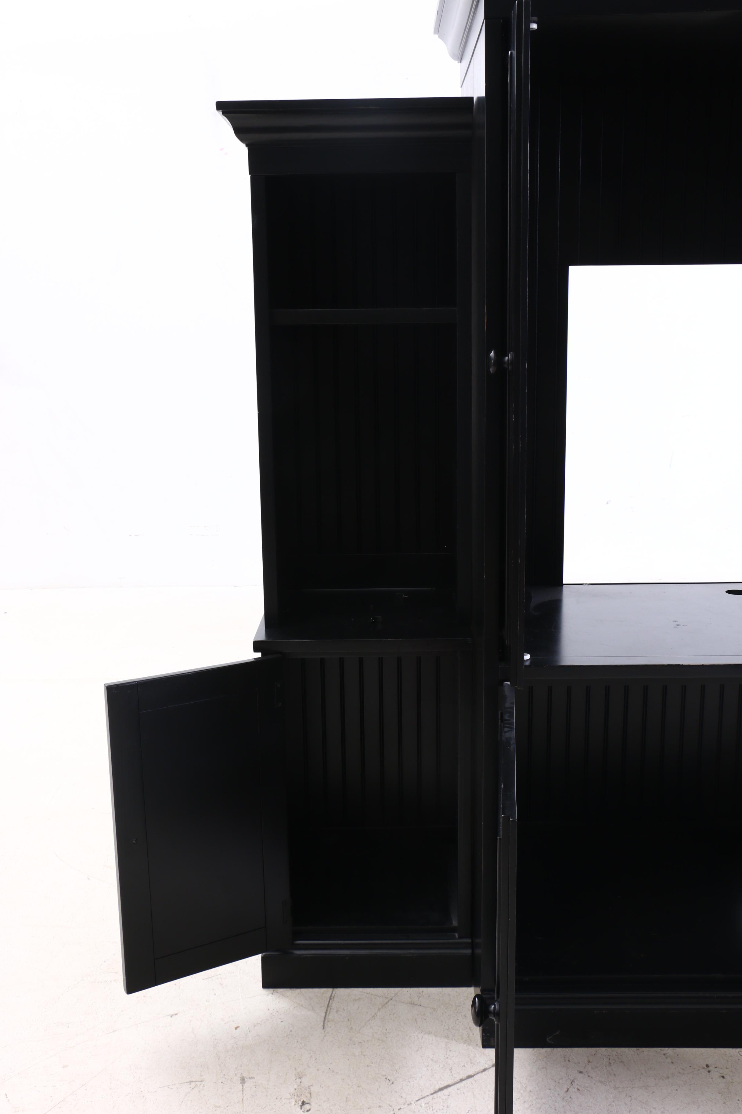 Pottery Barn Ebonized Finish Media Unit with Shelving, Contemporary