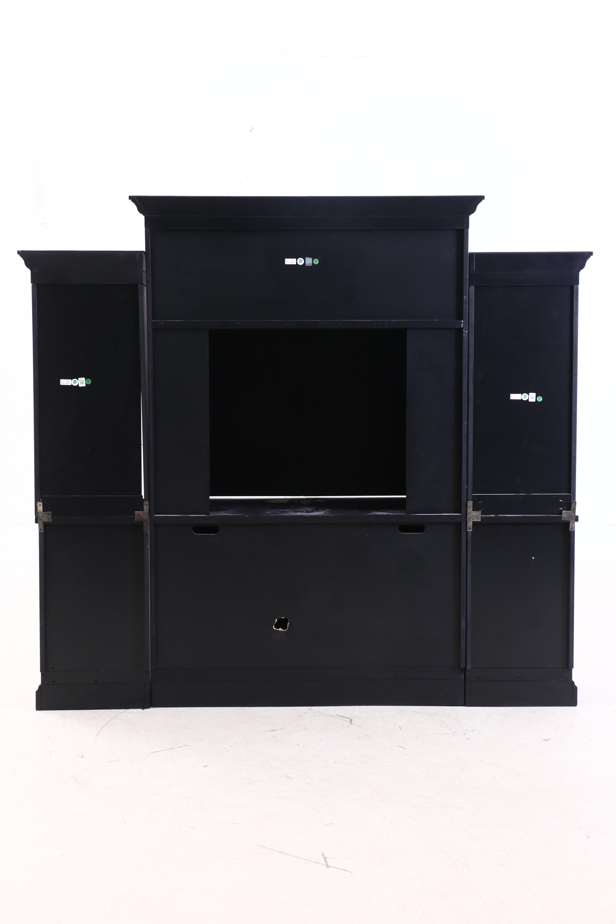 Pottery Barn Ebonized Finish Media Unit with Shelving, Contemporary