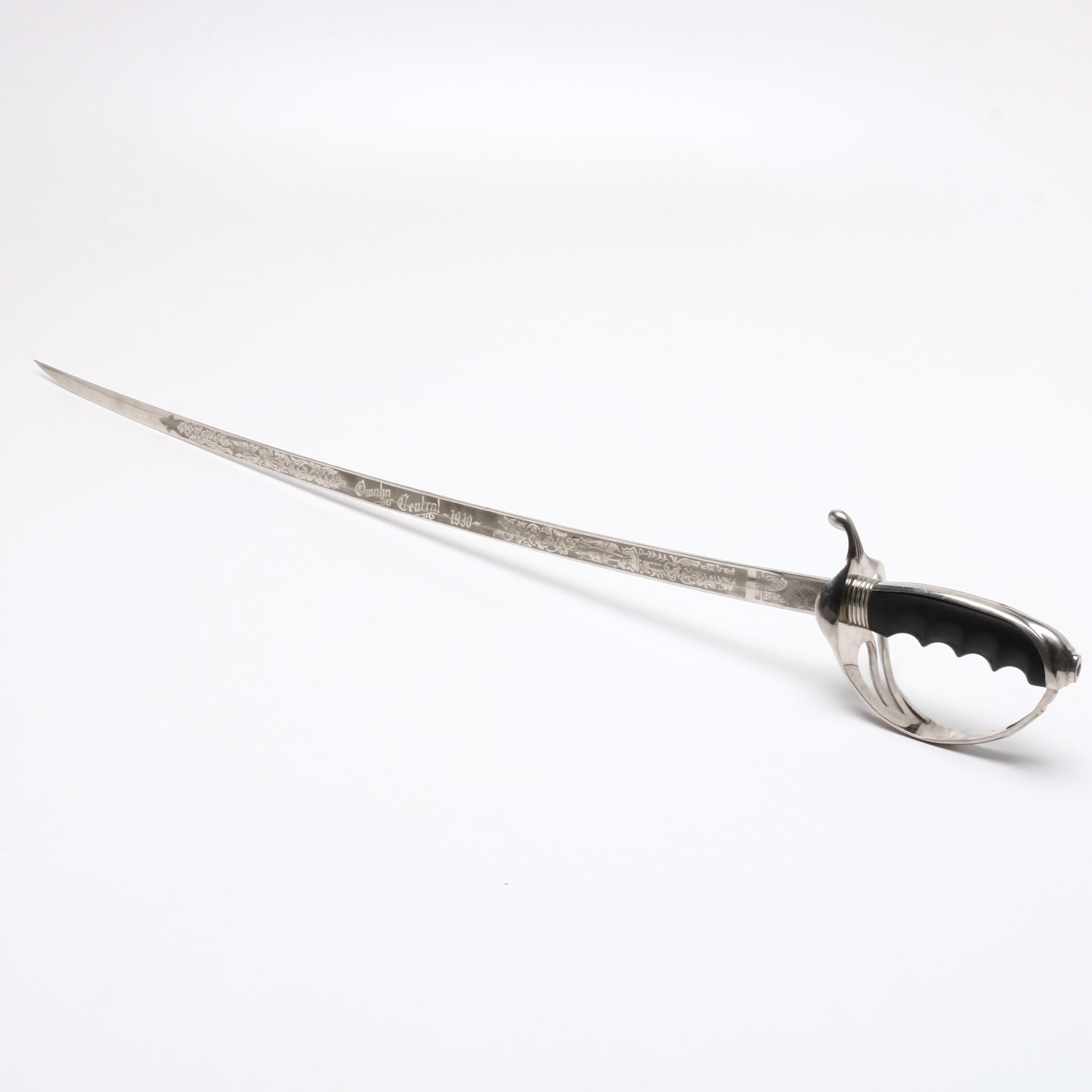 1930 Henderson Ames "Omaha Central" Presentation Sword with Scabbard