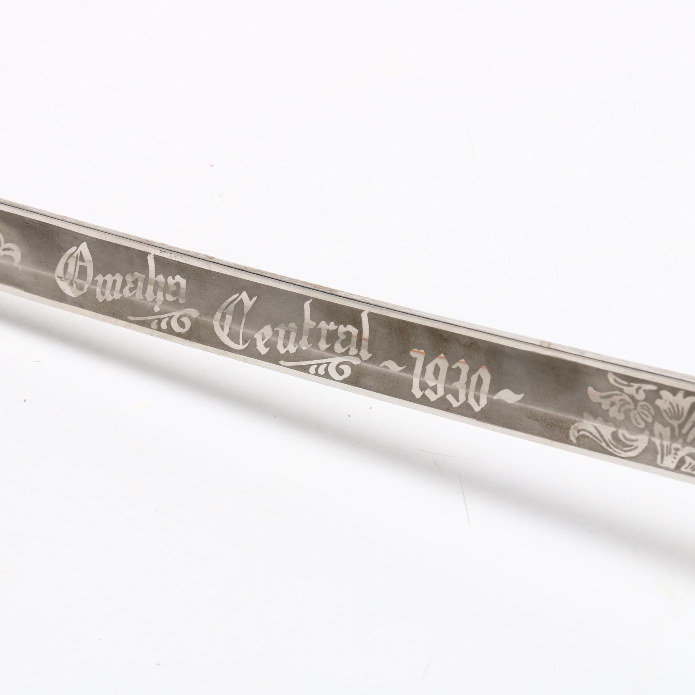 1930 Henderson Ames "Omaha Central" Presentation Sword with Scabbard