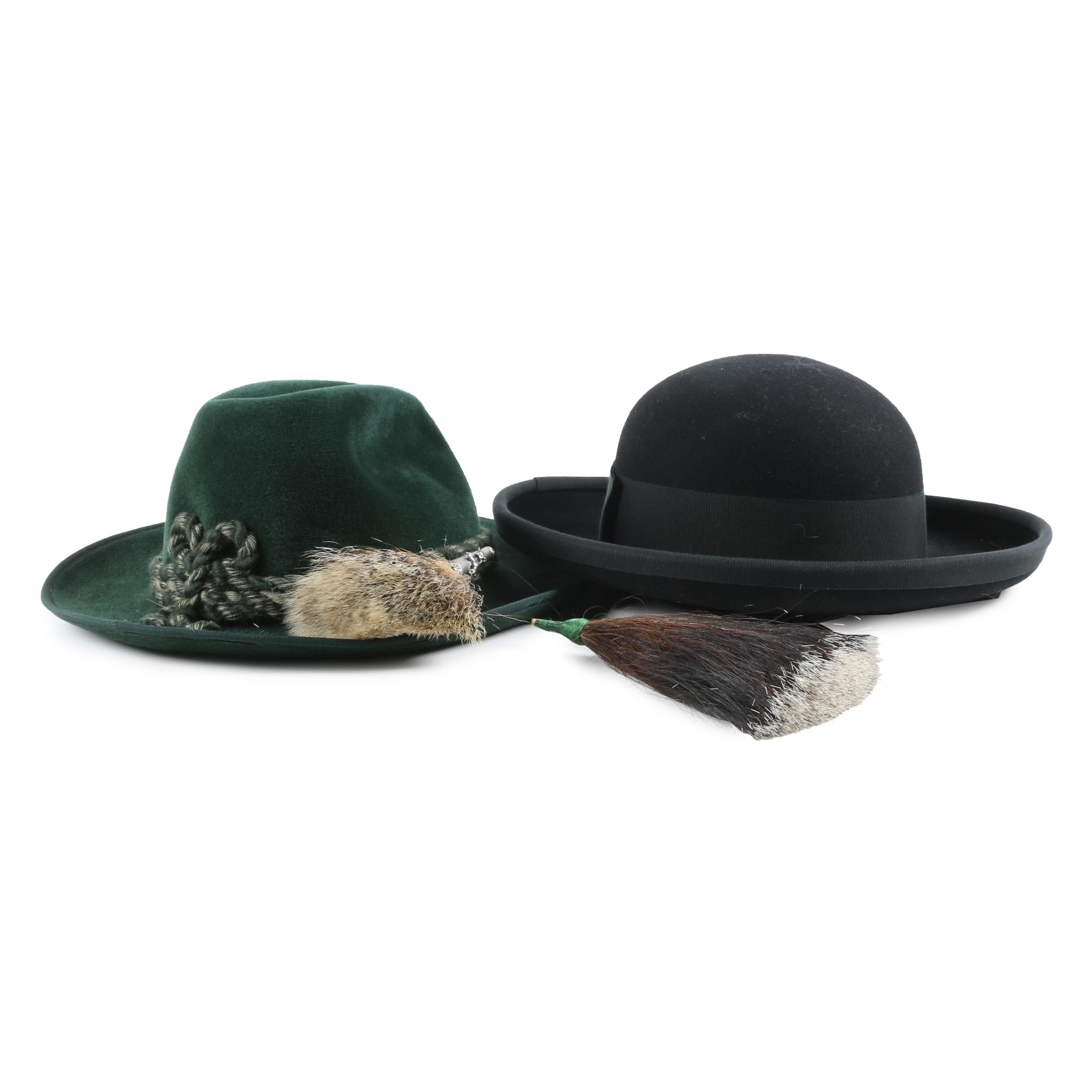 Ischler Hut Trachten Hat with Chamois Gamsbart and Wool Felt Breton Hat