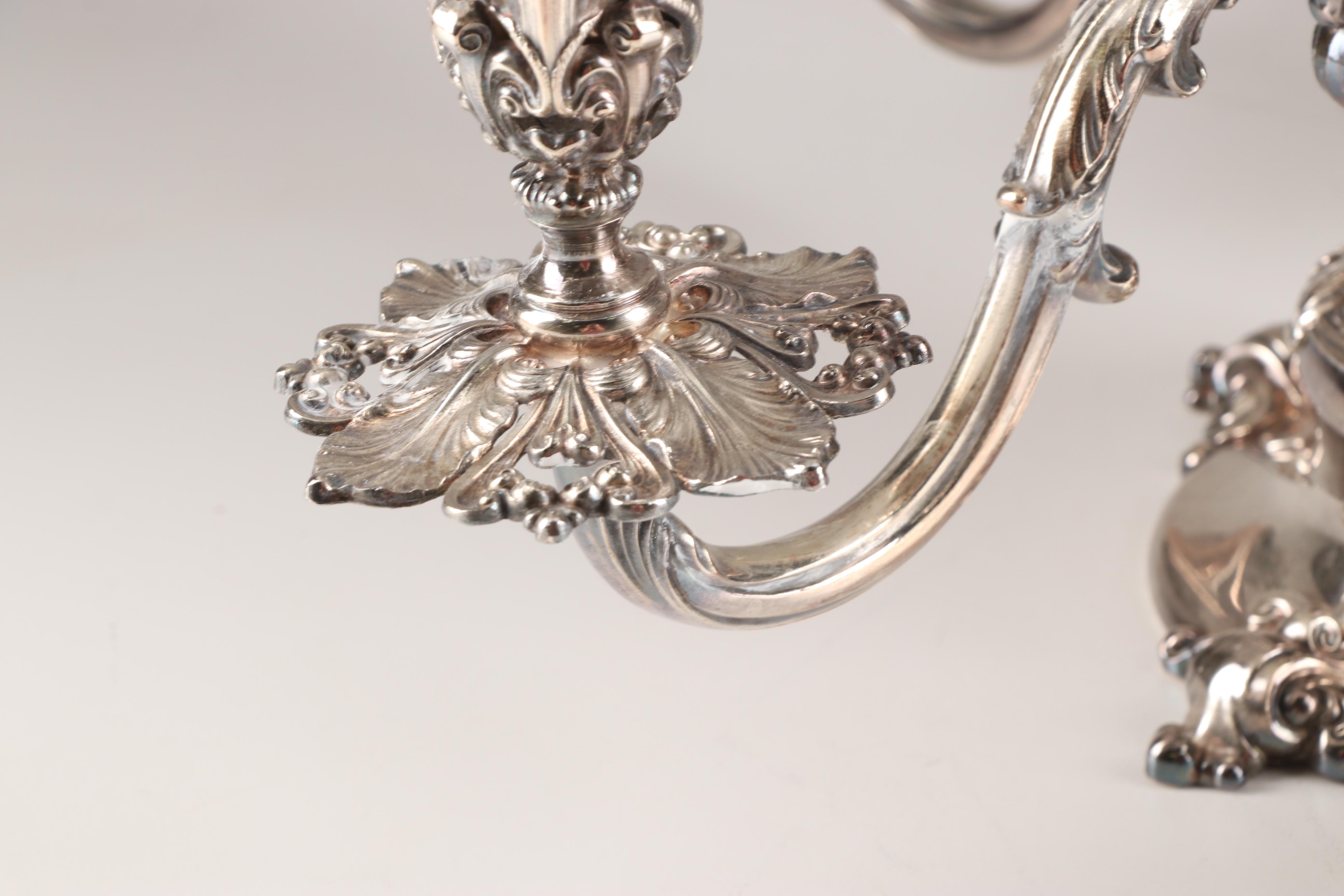 Reed & Barton Silverplate Epergne with Crystal Liners