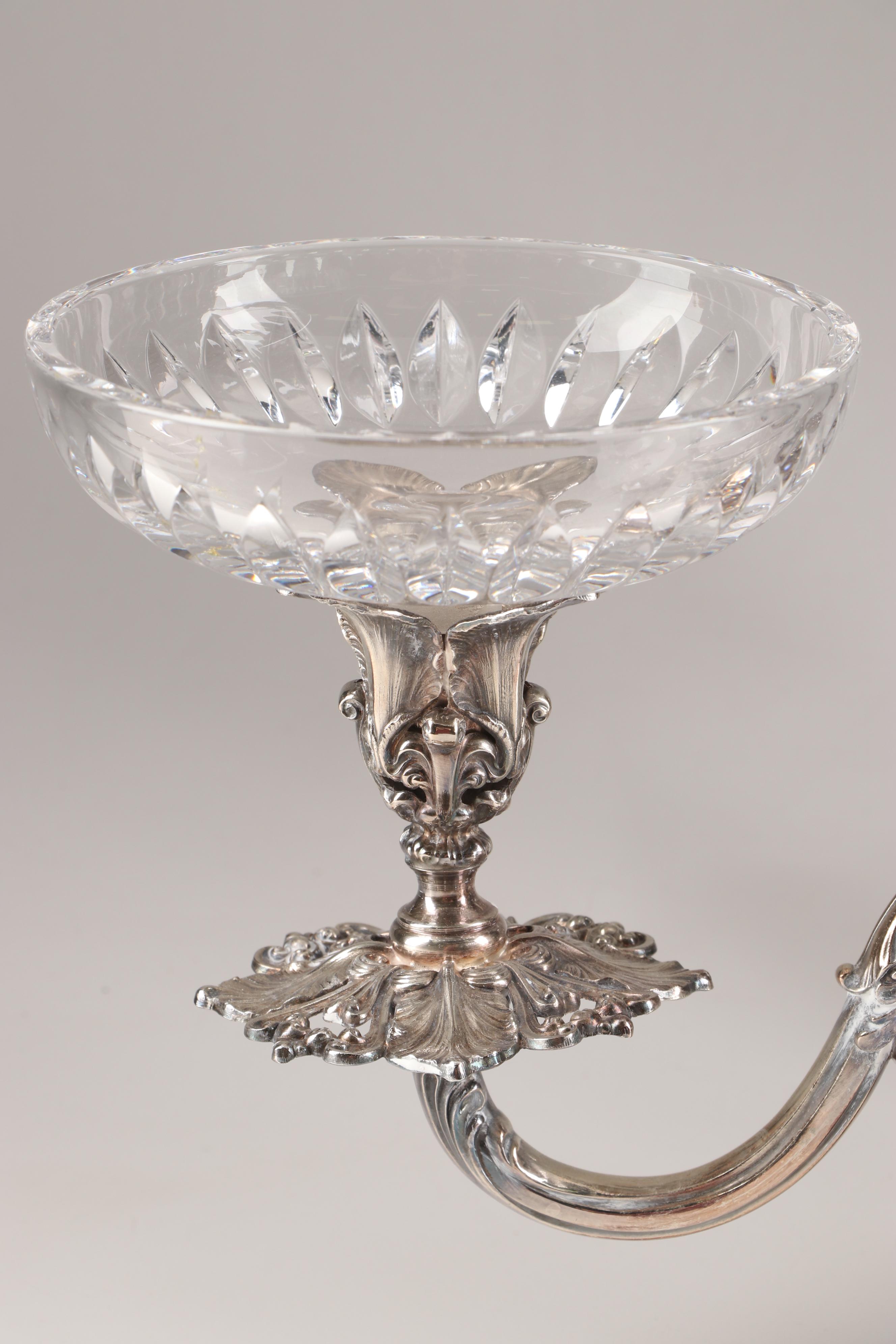 Reed & Barton Silverplate Epergne with Crystal Liners