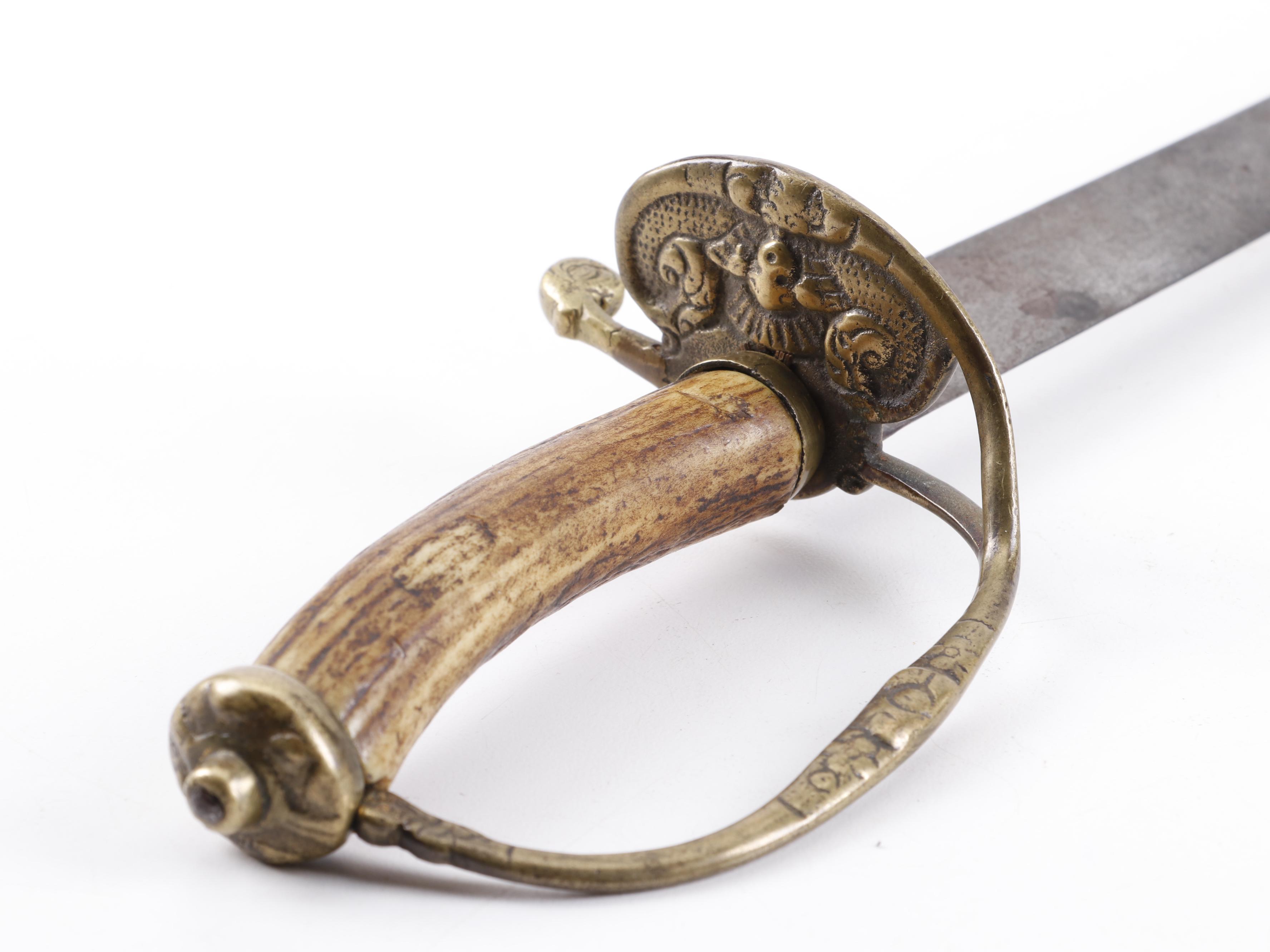 Revolutionary War Era Stag Handle Hunting Sword, 18th Century