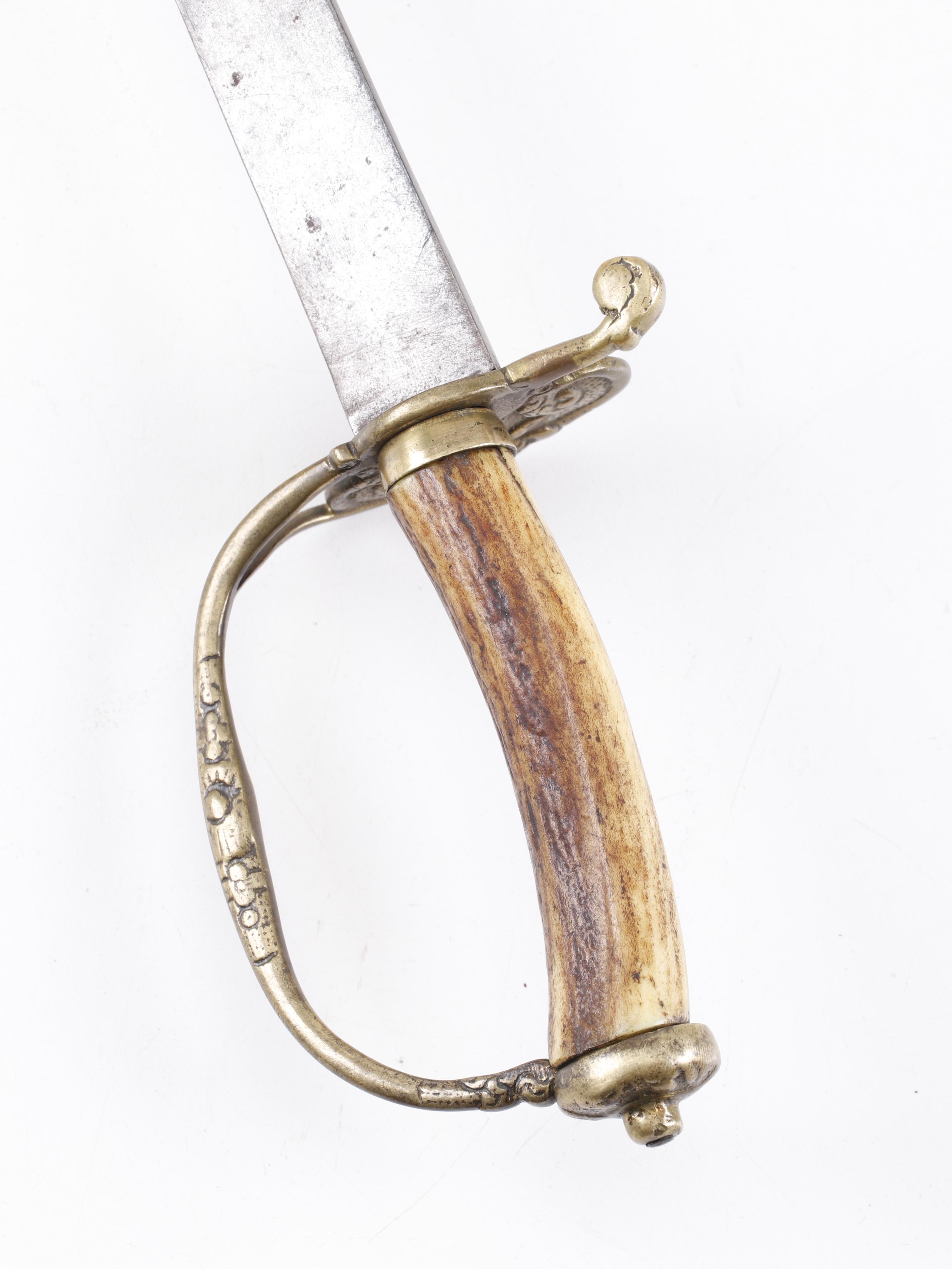 Revolutionary War Era Stag Handle Hunting Sword, 18th Century