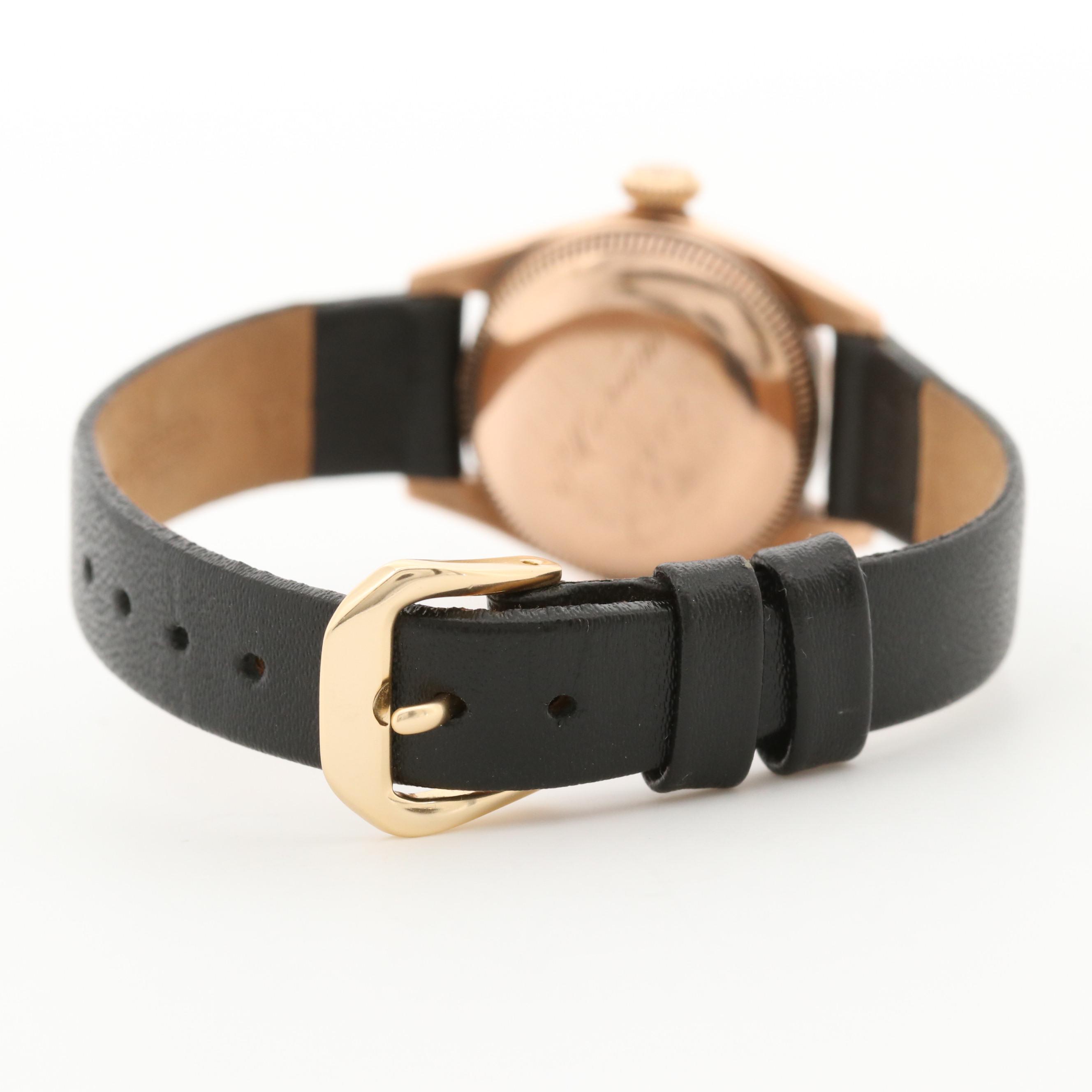 Vintage Rolex Oyster Perpetual Bubbleback 14K Rose Gold Automatic Watch