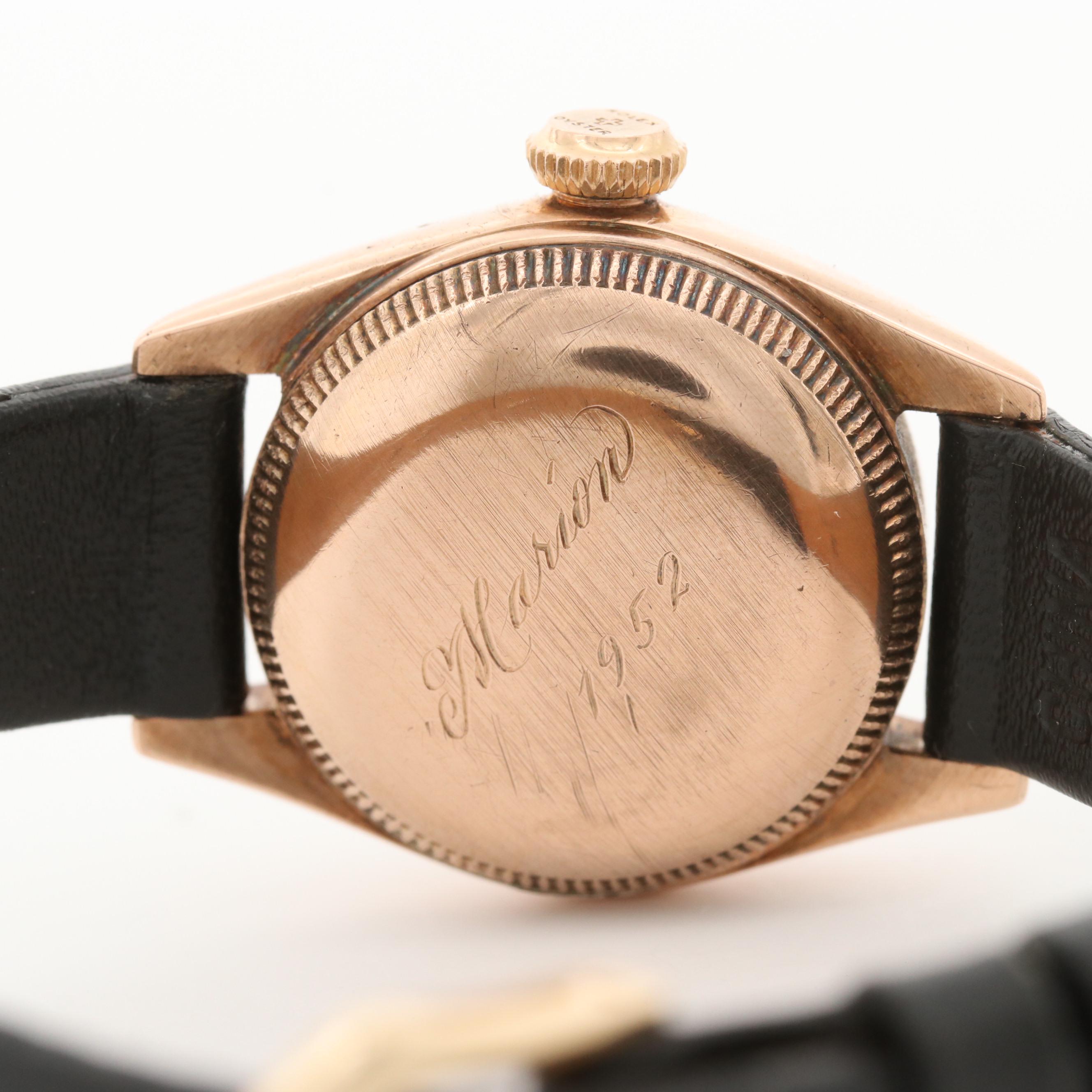 Vintage Rolex Oyster Perpetual Bubbleback 14K Rose Gold Automatic Watch