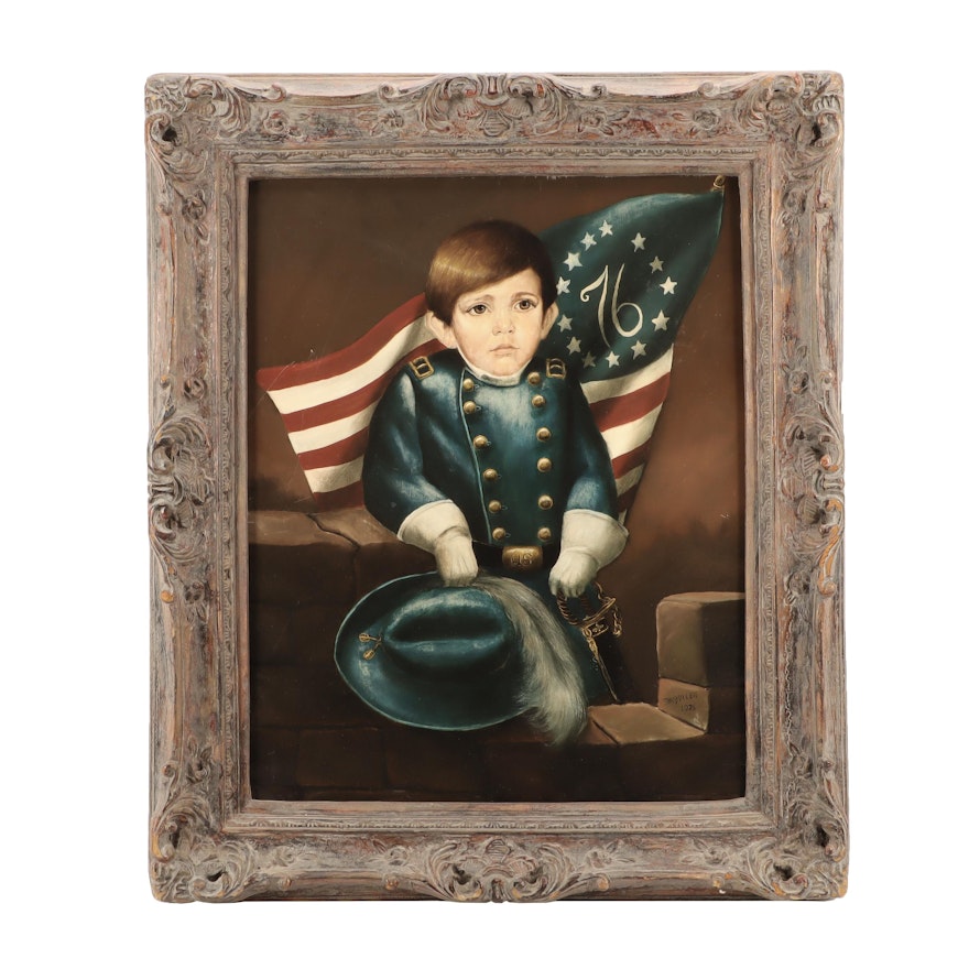 Thad Miller Patriotic Oil Painting of Boy in Military Uniform