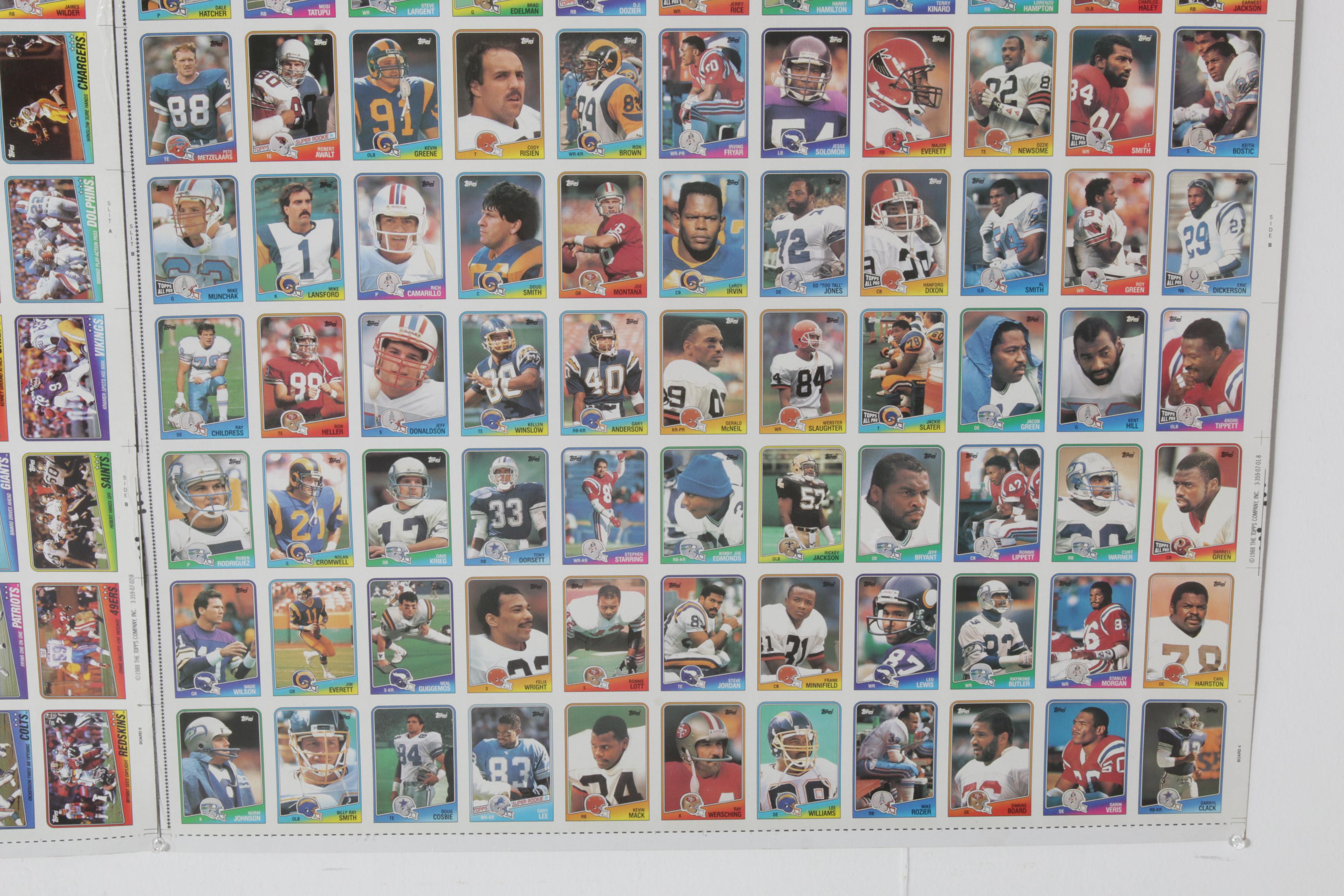 1988 Topps Uncut NFL Card Sheets Featuring Bo Jackson "Super Rookie" Card
