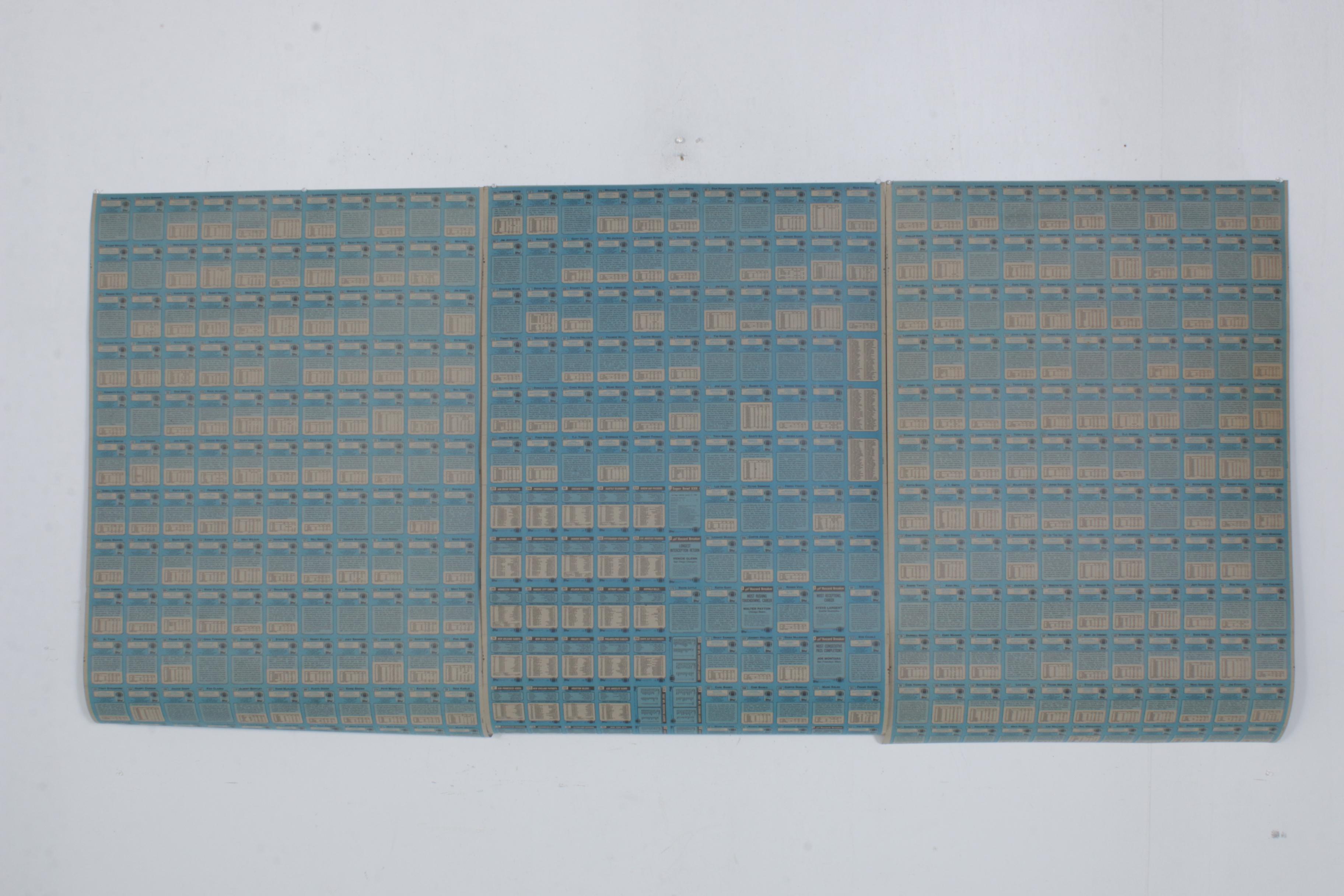 1988 Topps Uncut NFL Card Sheets Featuring Bo Jackson "Super Rookie" Card