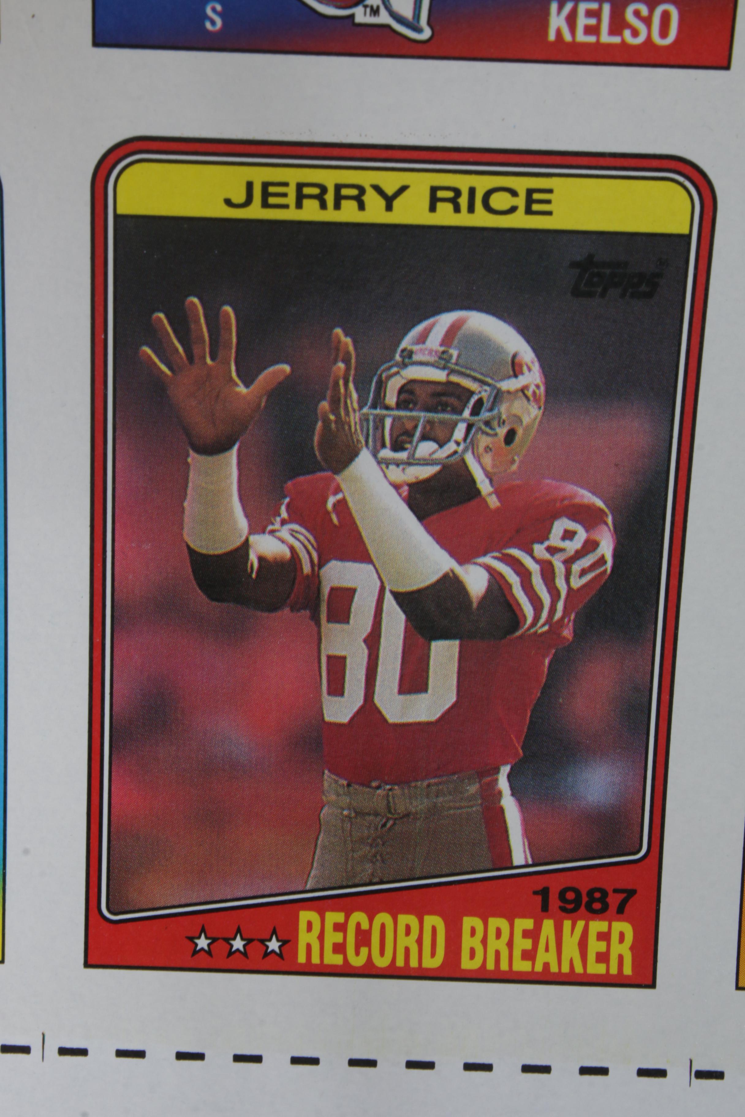 1988 Topps Uncut NFL Card Sheets Featuring Bo Jackson "Super Rookie" Card