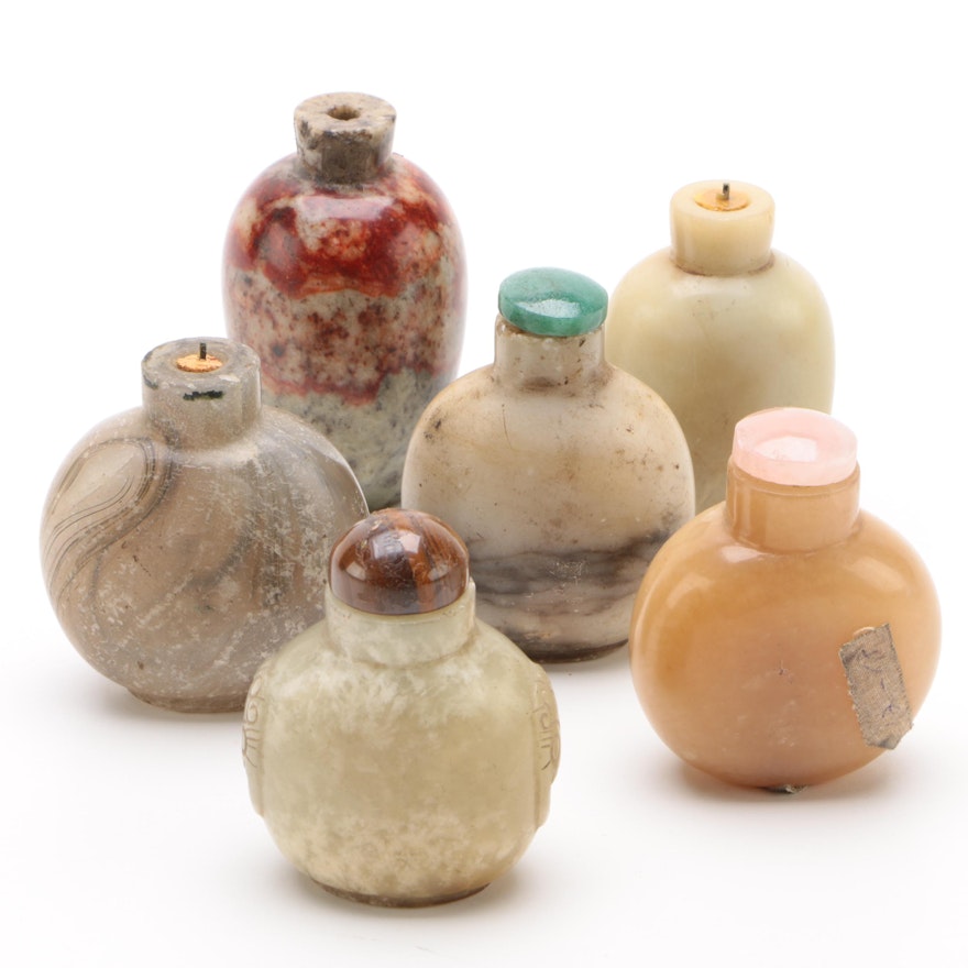 Chinese Glass and Hardstone Snuff Bottles, Vintage