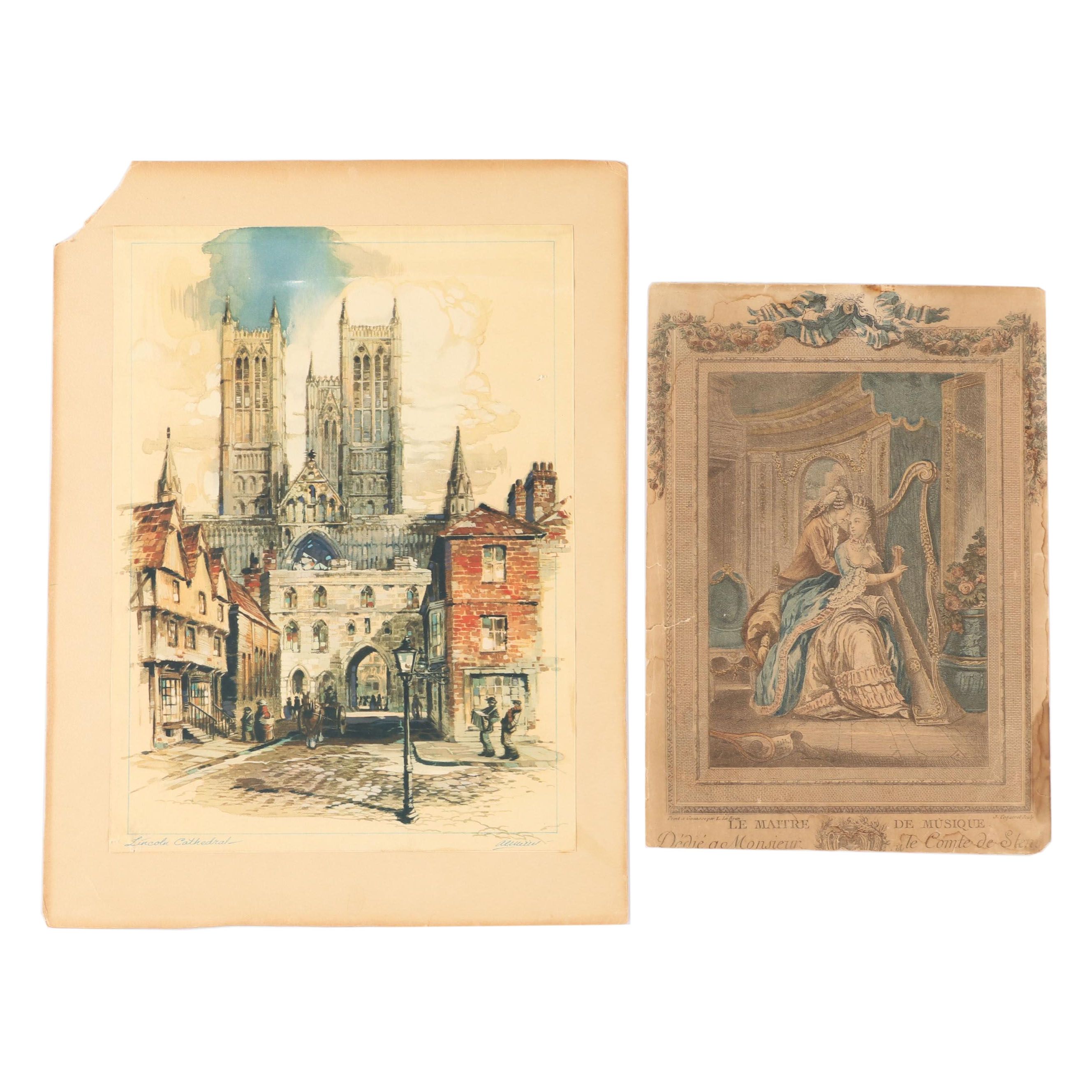 Al Mettel Lithograph and Charles Le Brun Engraving