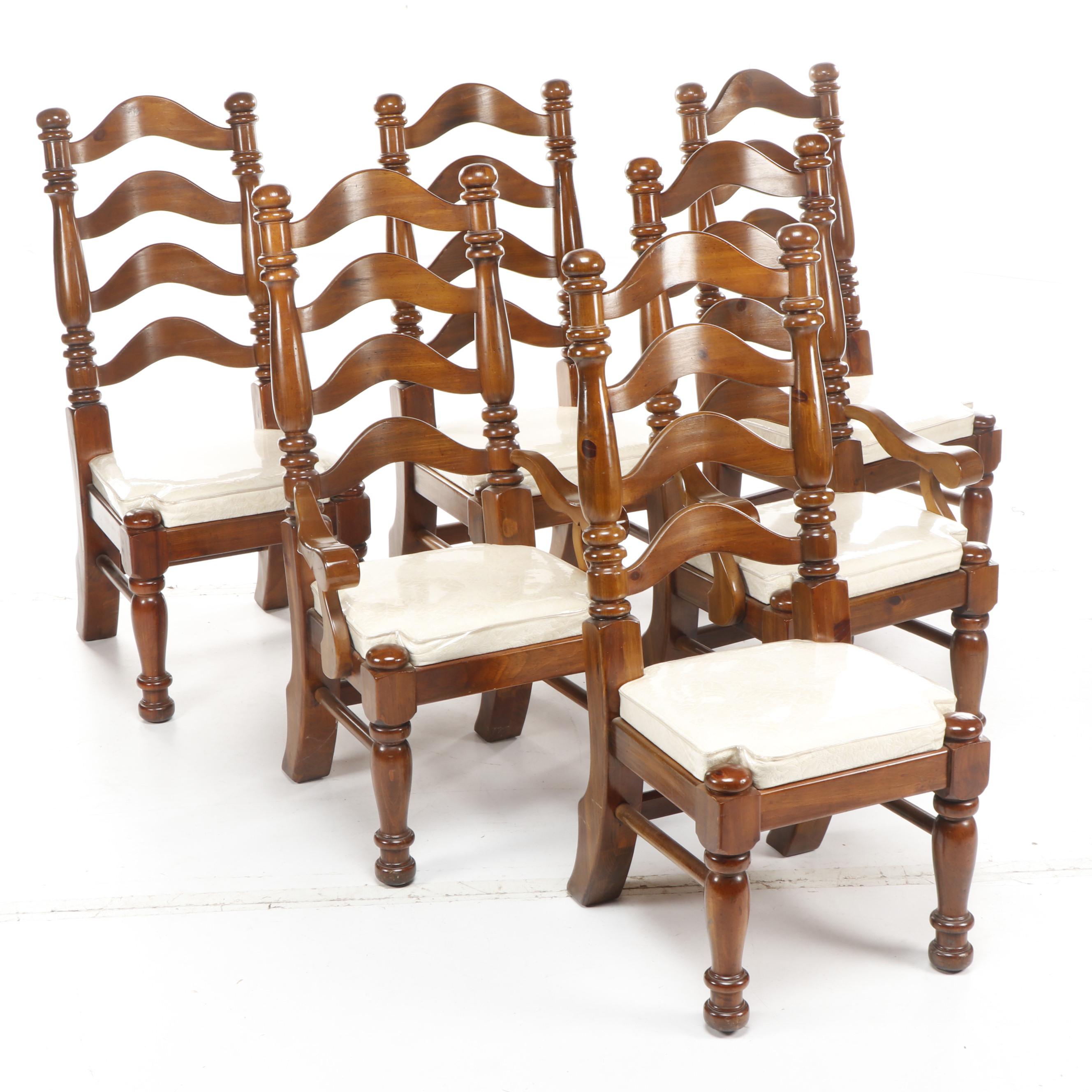 Large Contemporary Farmhouse Ladderback Wooden Dining Chairs