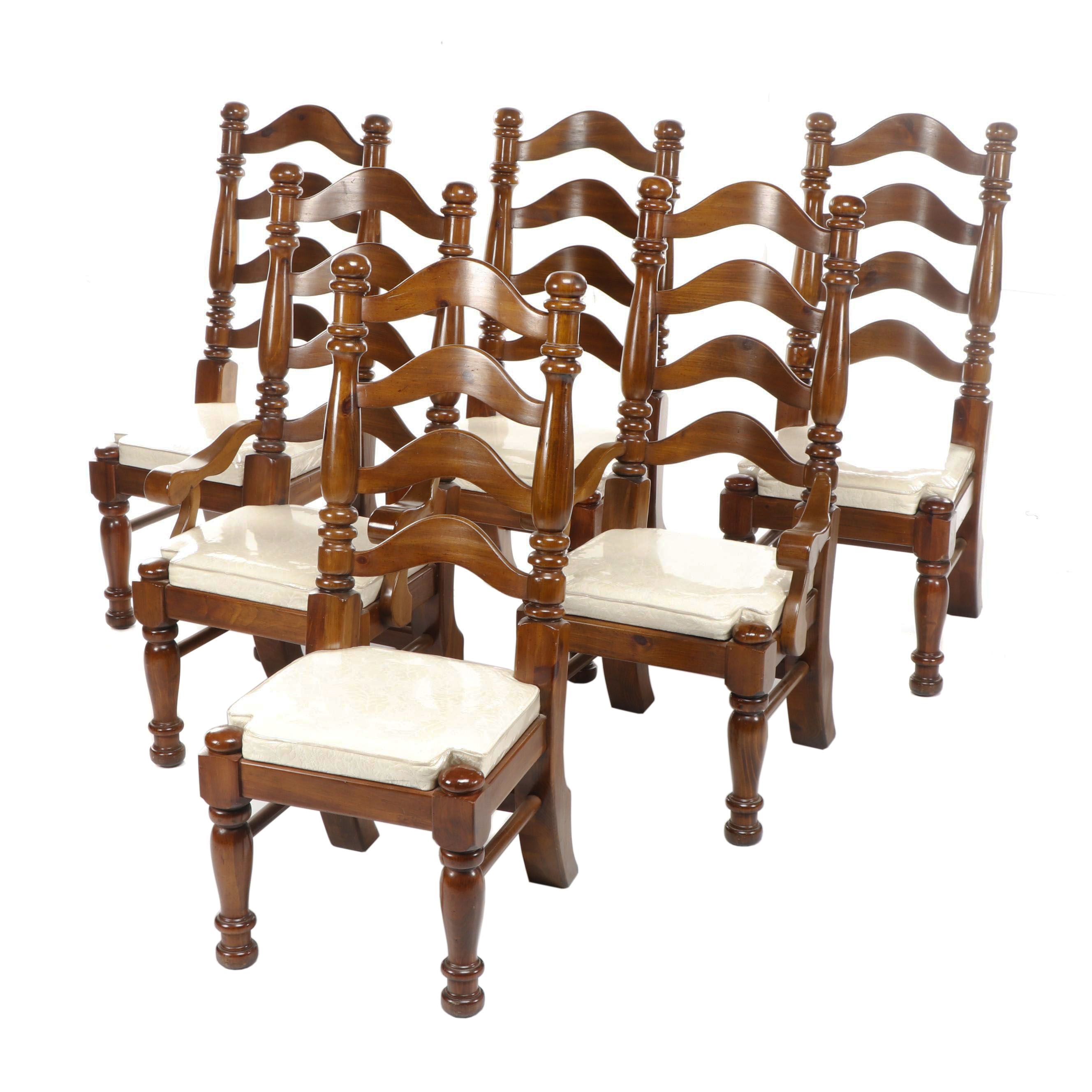Large Contemporary Farmhouse Ladderback Wooden Dining Chairs