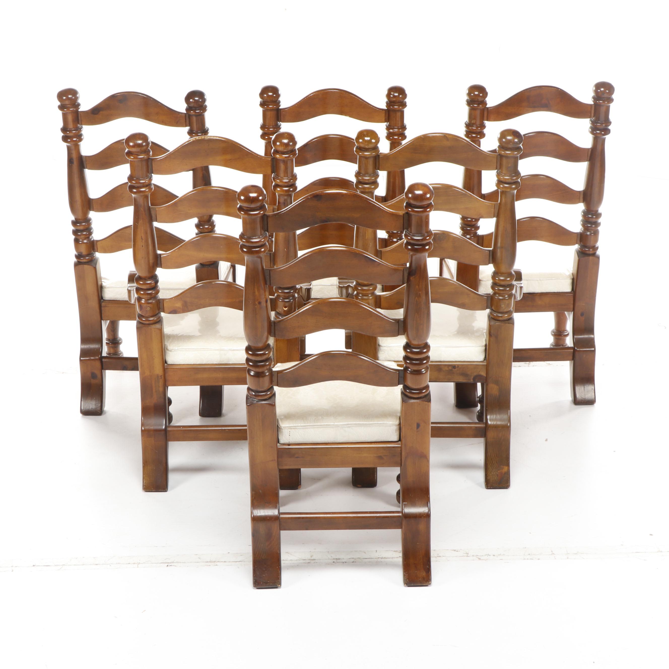 Large Contemporary Farmhouse Ladderback Wooden Dining Chairs