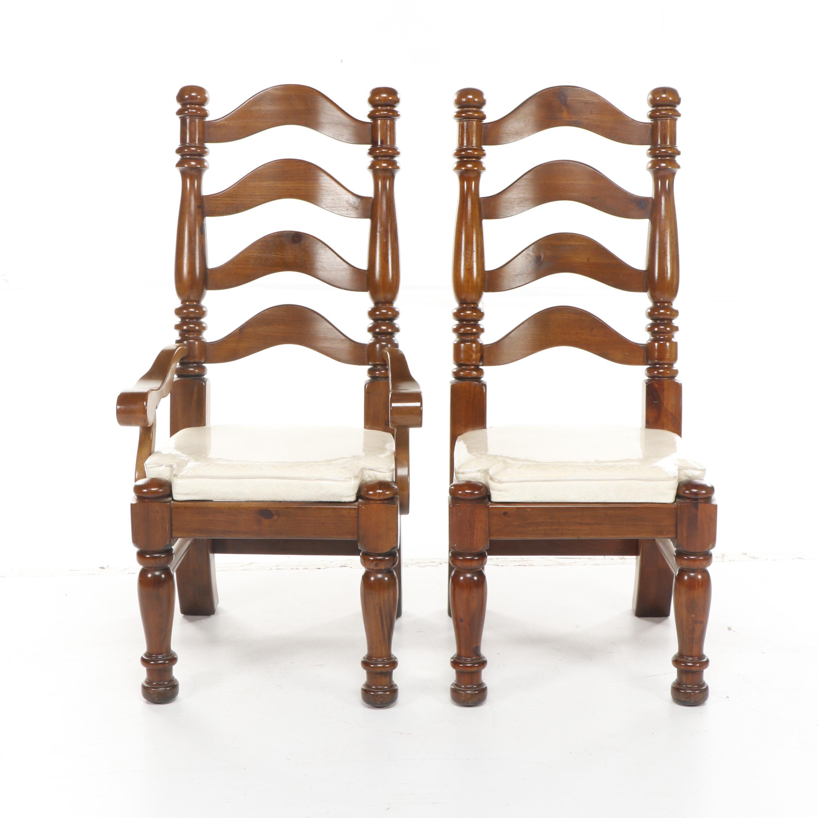 Large Contemporary Farmhouse Ladderback Wooden Dining Chairs