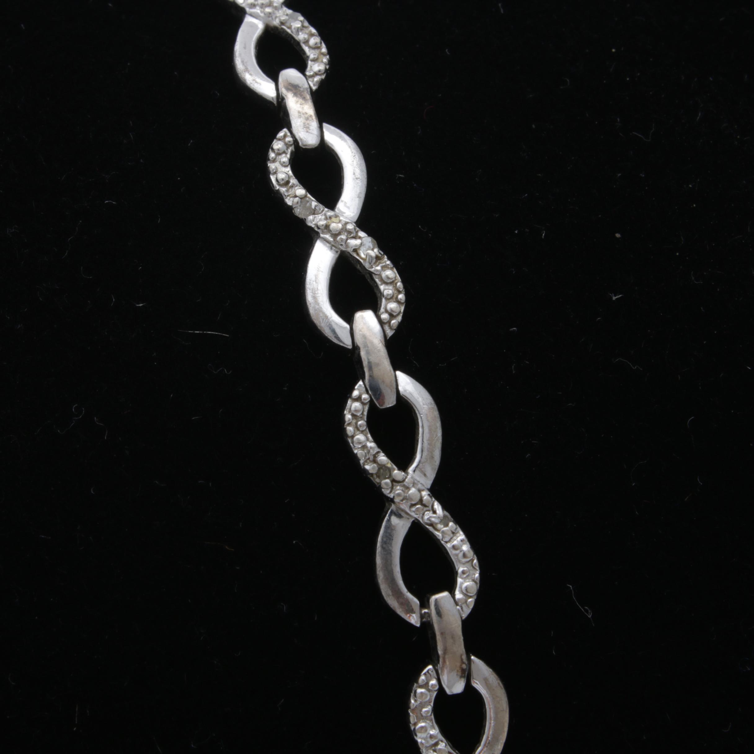 Sterling Silver Diamond Infinity Motif Bracelet