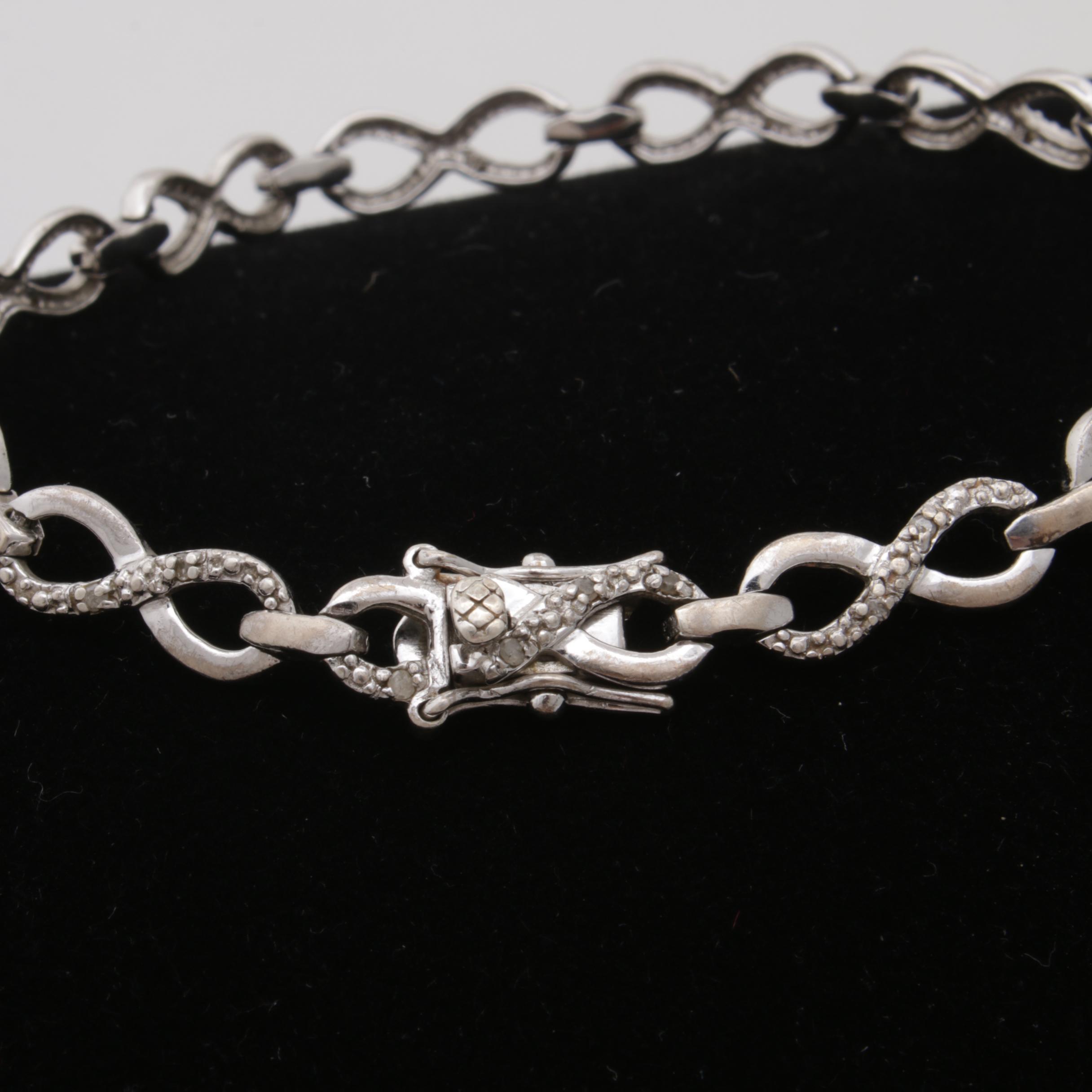 Sterling Silver Diamond Infinity Motif Bracelet