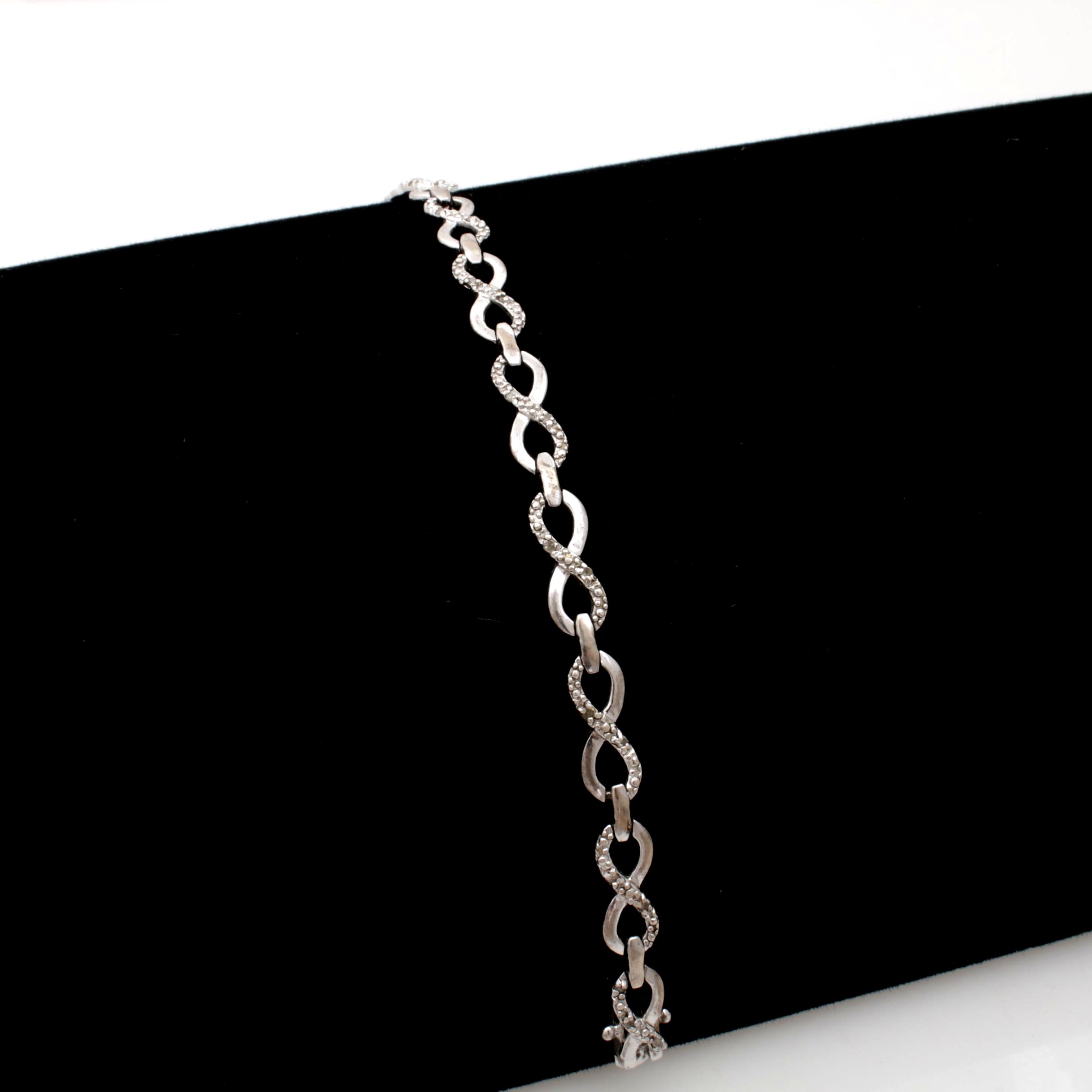 Sterling Silver Diamond Infinity Motif Bracelet