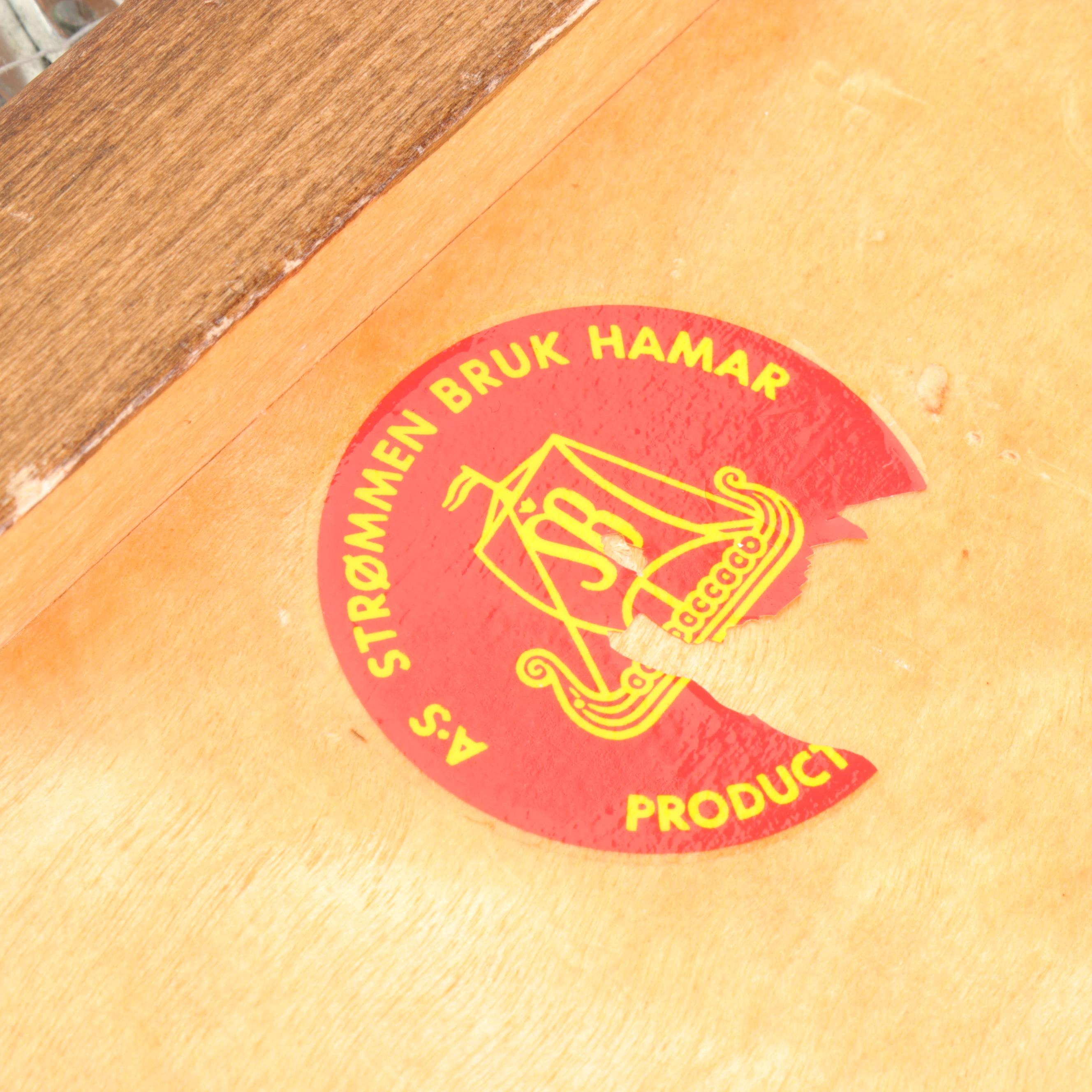 Oak Strømmen Bruk Hamar Norwegian Accordion Sewing Box with Notions, Mid-Century