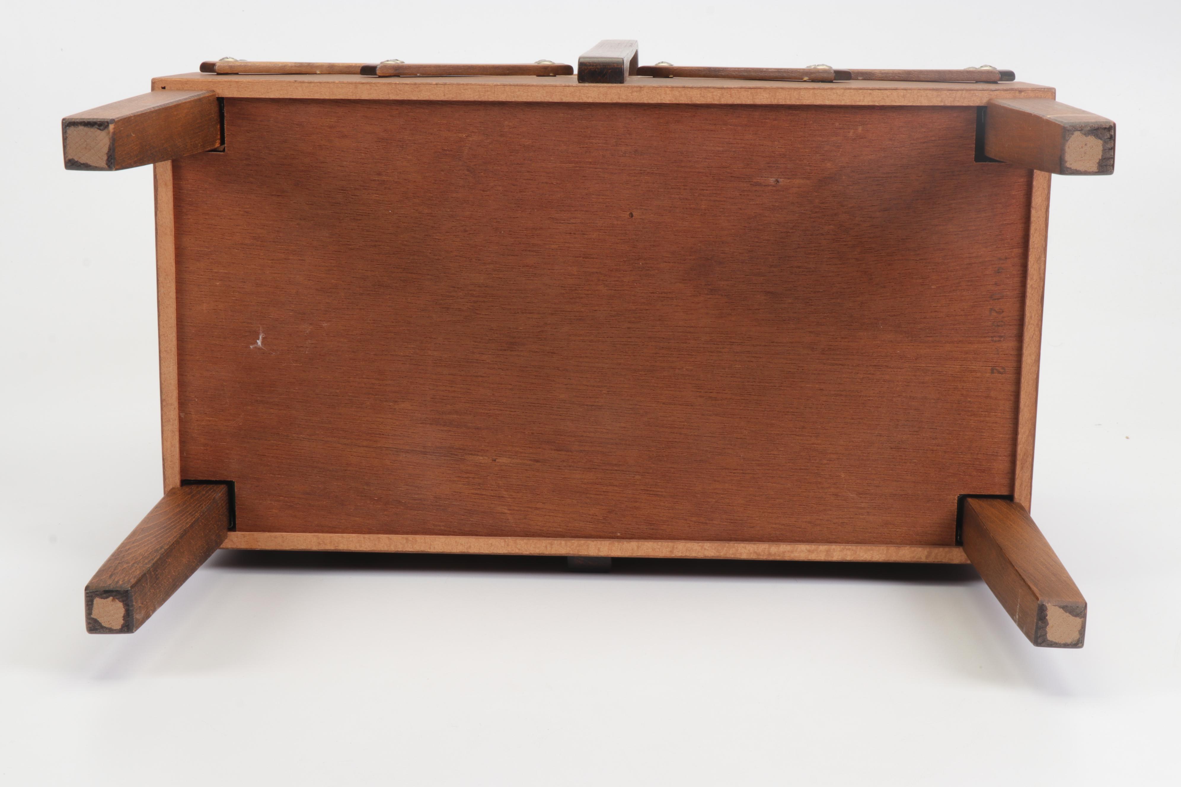 Oak Strømmen Bruk Hamar Norwegian Accordion Sewing Box with Notions, Mid-Century