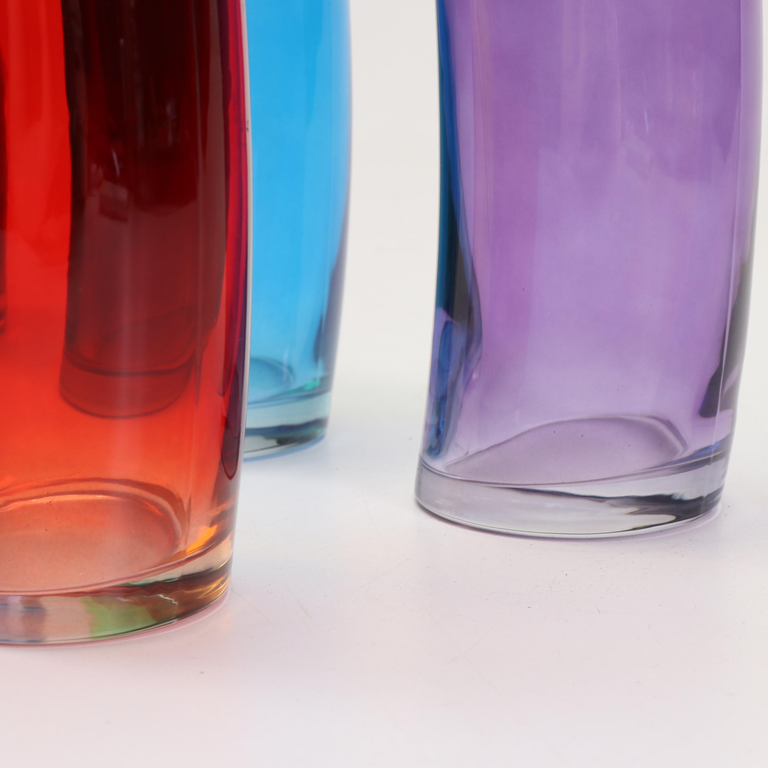 Mid-Century Rainbow Colored Curved Drinking Glasses