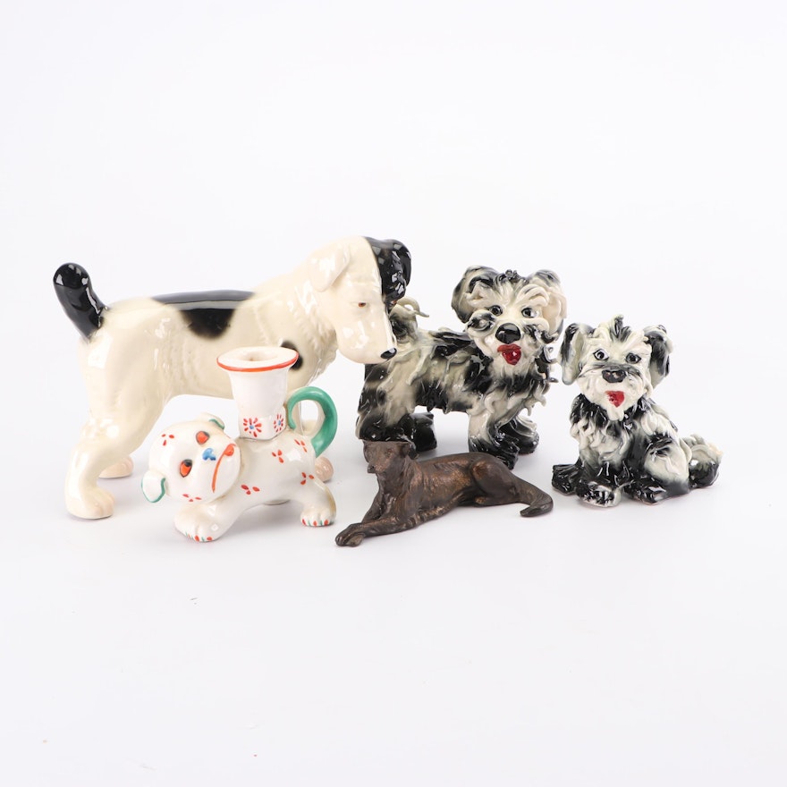 Assorted Dog Figurines with Candlestick Holder