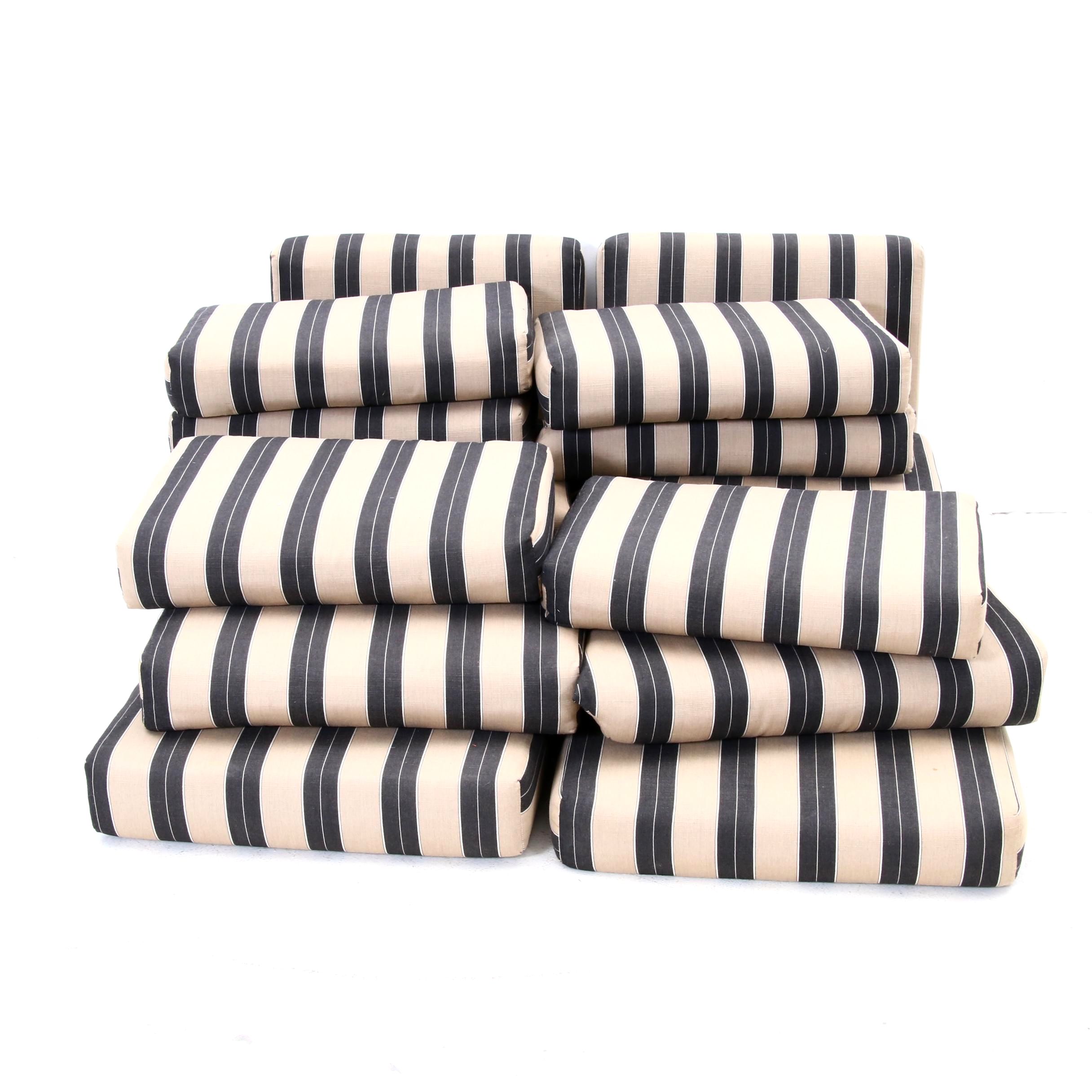 Sunbrella Black and Tan Striped Indoor/Outdoor Patio Cushions