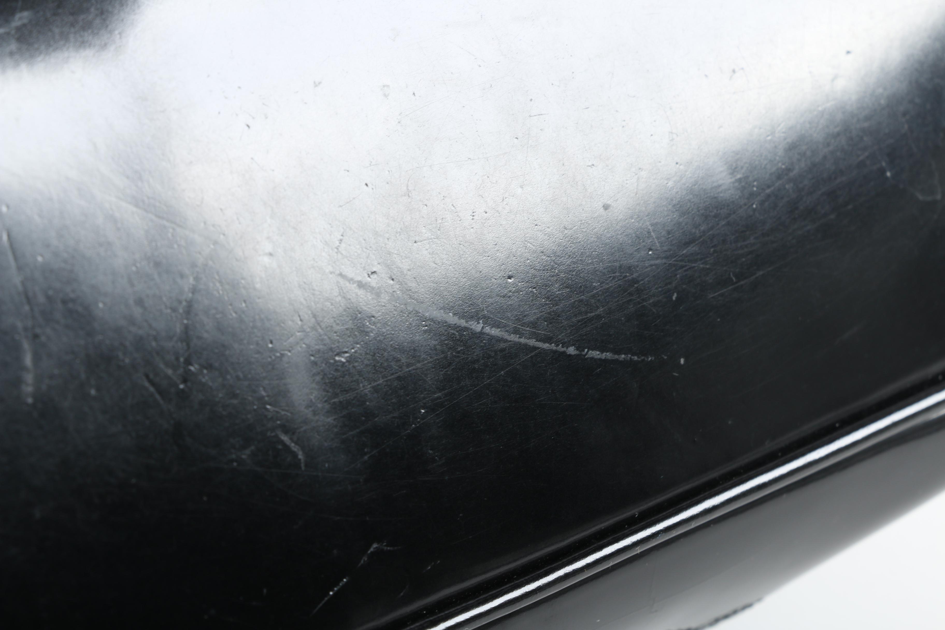 Prada Black Patent Leather Logo Embossed Satchel